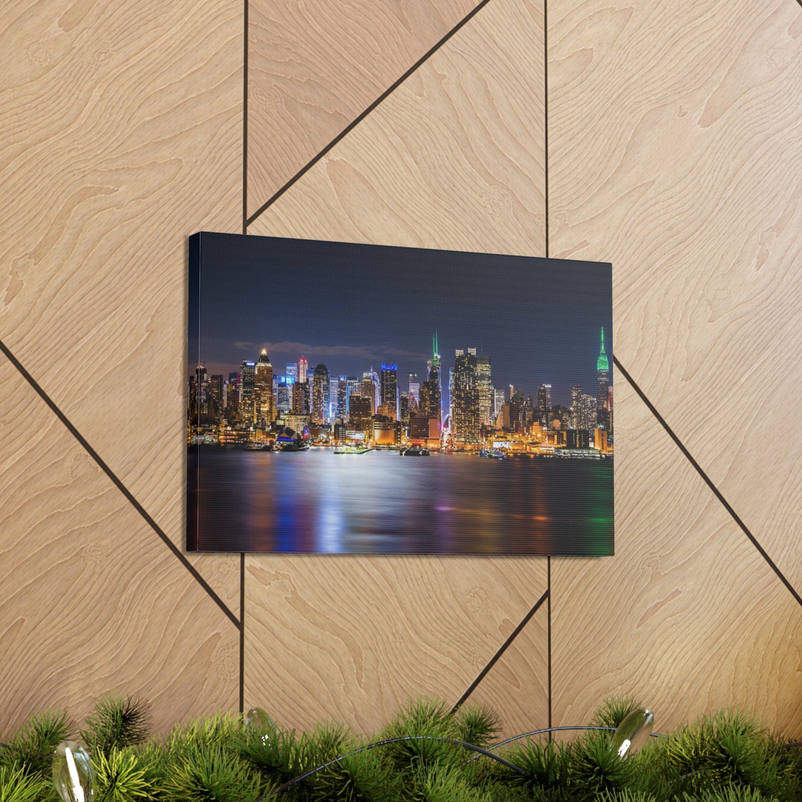 New York Night Skyline Canvas Artwork High-Quality Breathtaking Stunning Cityscape for Home Decor Ready to Hang-Express Your Love Gifts