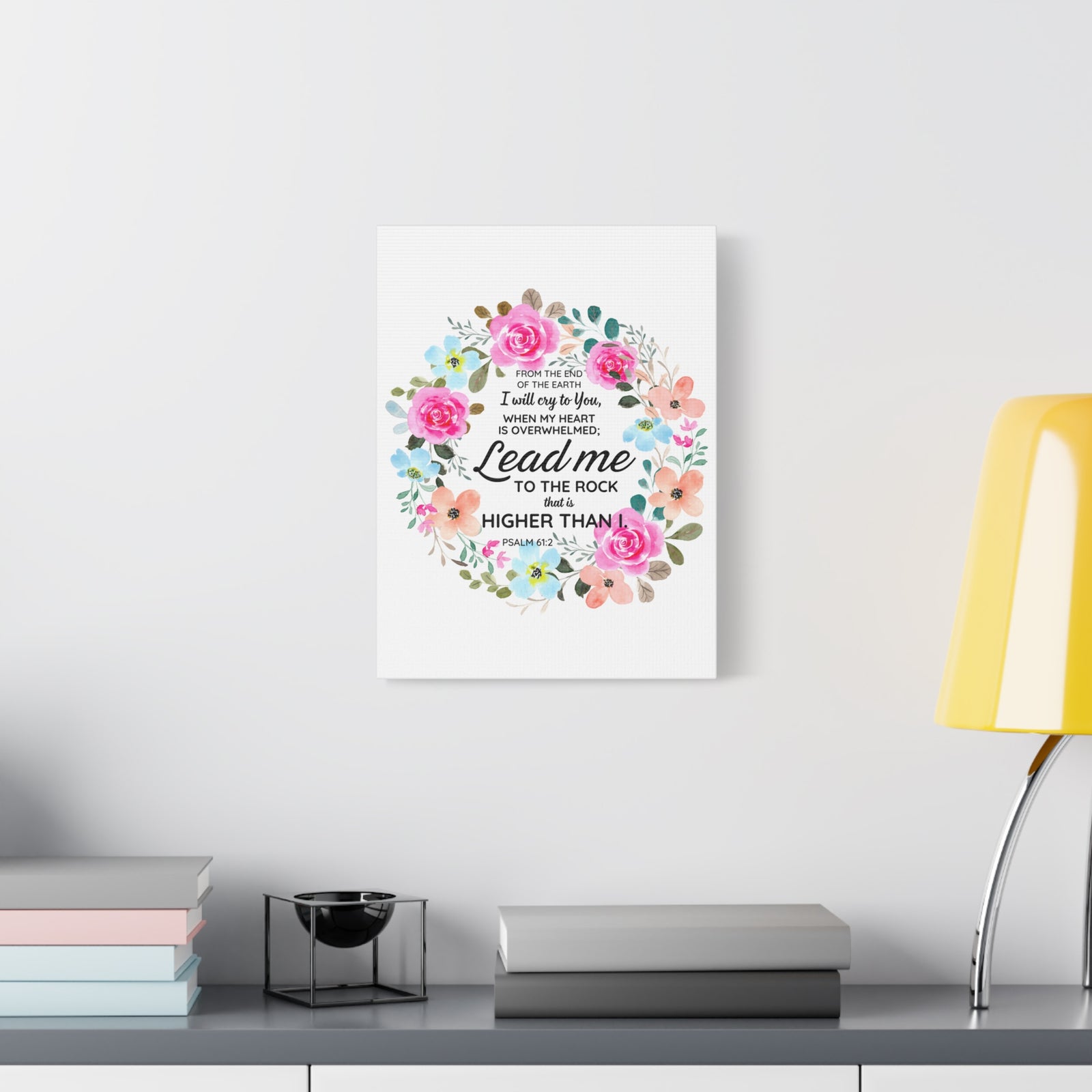 Scripture Walls Psalm 61:2 Higher Than I Bible Verse Canvas Christian Wall Art Ready to Hang Unframed-Express Your Love Gifts