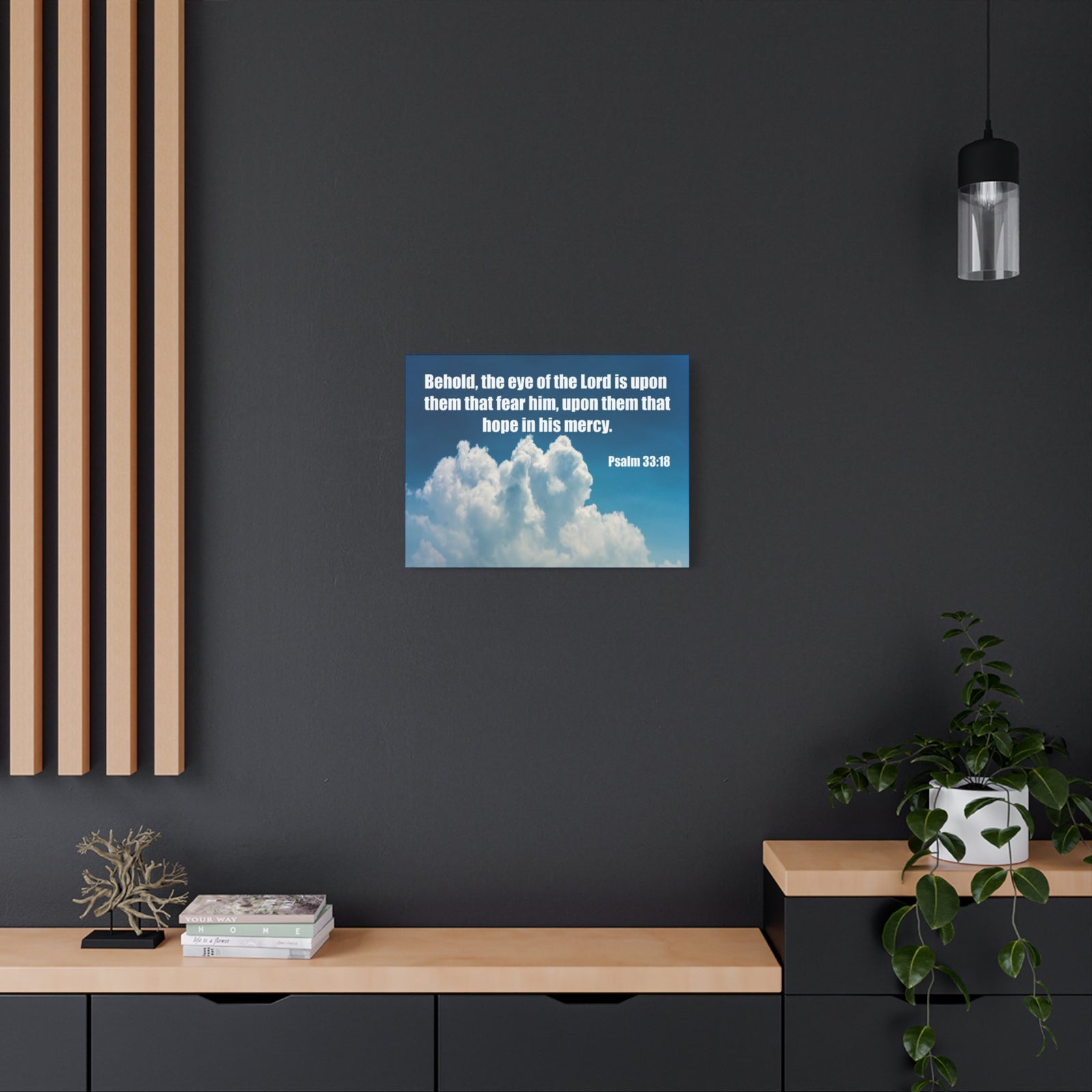 Bible Verse Canvas Hope in His Mercy Psalm 33:18 Christian Home Décor Wall Art Scripture Ready to Hang Faith Print-Express Your Love Gifts