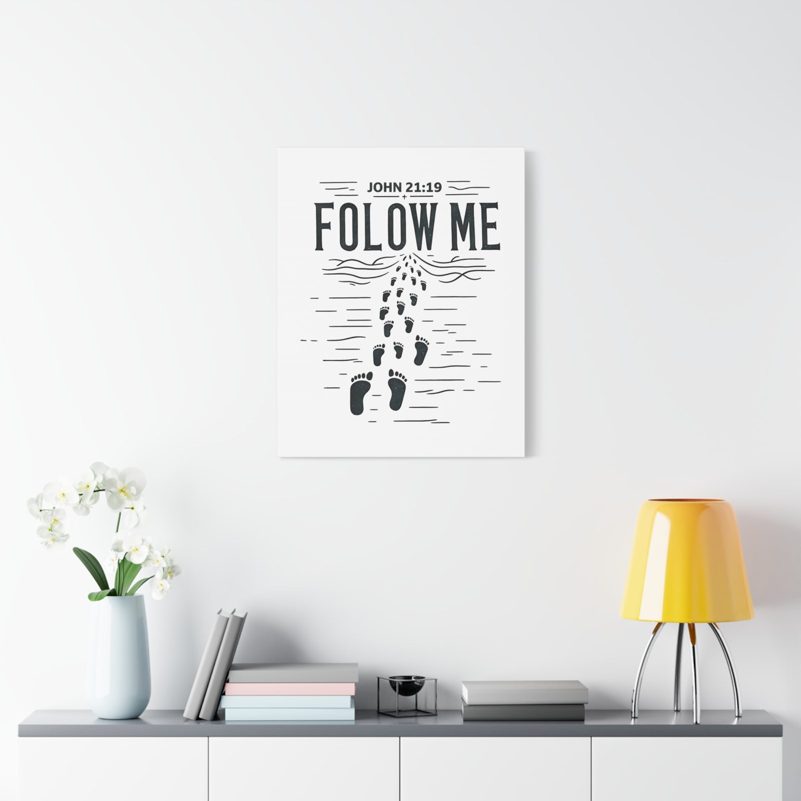 Scripture Walls John 21:19 Follow Me Bible Verse Canvas Christian Wall Art Ready to Hang Unframed-Express Your Love Gifts