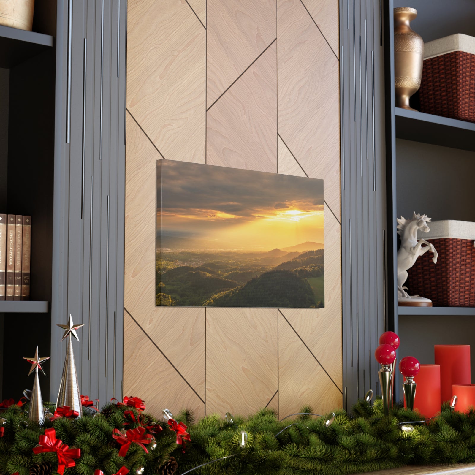 Sunrise Over Golden Mountains Nature Wilderness Photography Canvas Wall Art for Home Decor Ready-to-Hang-Express Your Love Gifts
