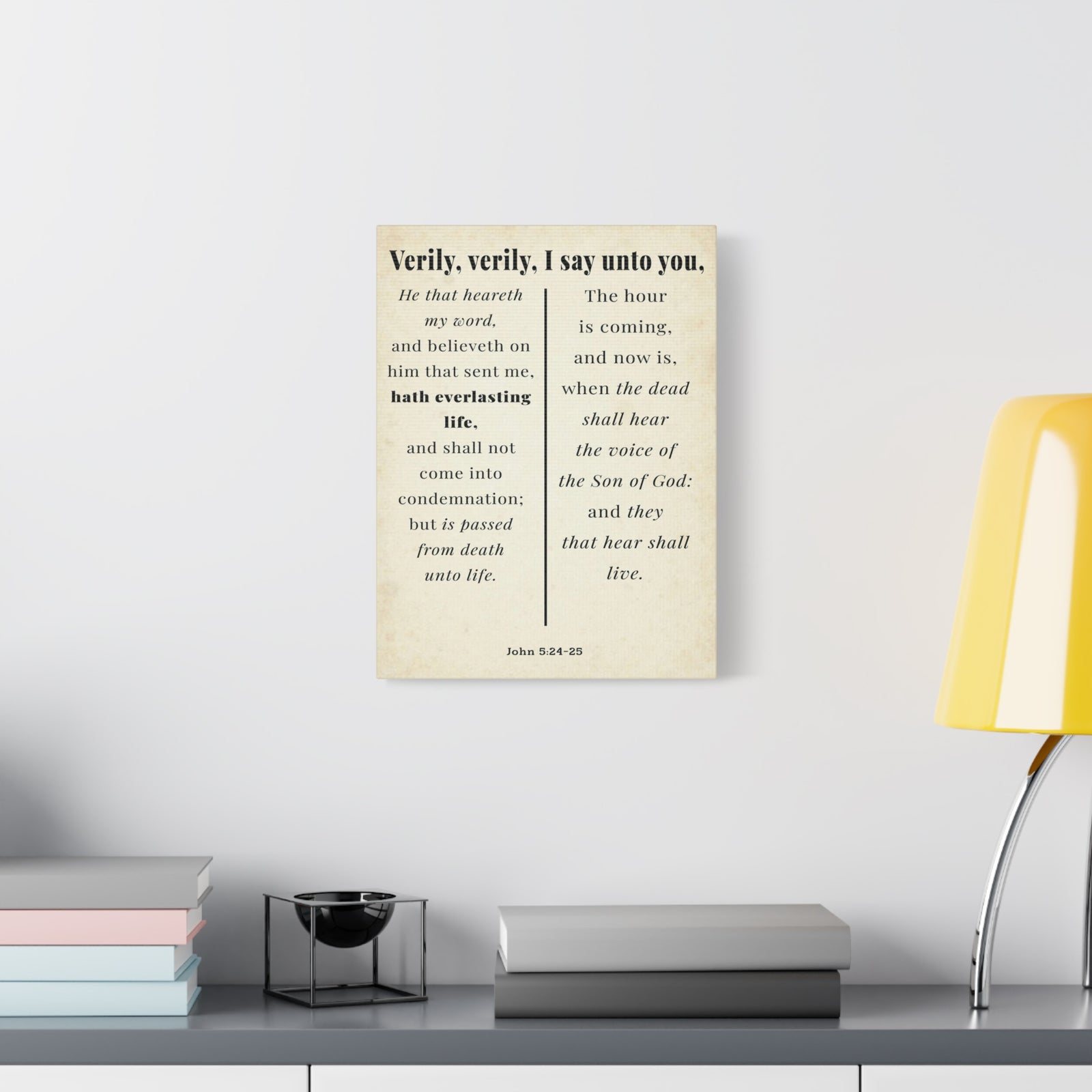 Scripture Walls John 5:24-25 Regeneration and Eternal Life Bible Verse Canvas Christian Wall Art Ready to Hang Unframed-Express Your Love Gifts