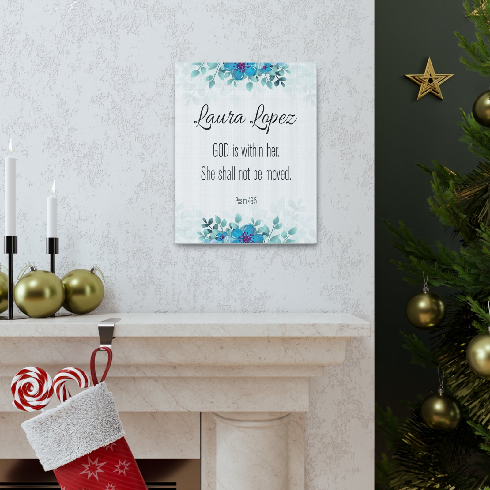 Personalized Scripture Walls God Is Within Her Psalm 46:5 Bible Chapter Canvas Christian Wall Art Ready to Hang-Express Your Love Gifts