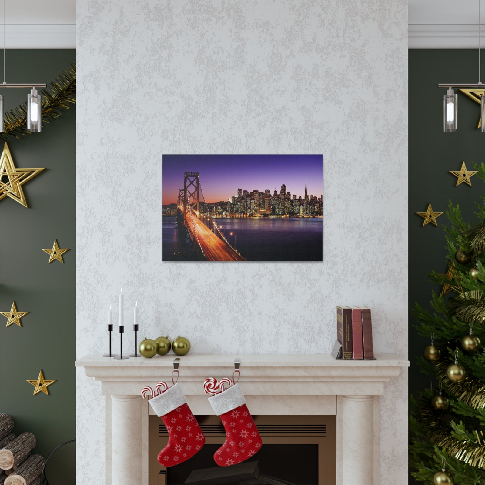 San Francisco Night Skyline Canvas Artwork High-Quality Breathtaking Stunning Cityscape for Home Decor Ready to Hang-Express Your Love Gifts