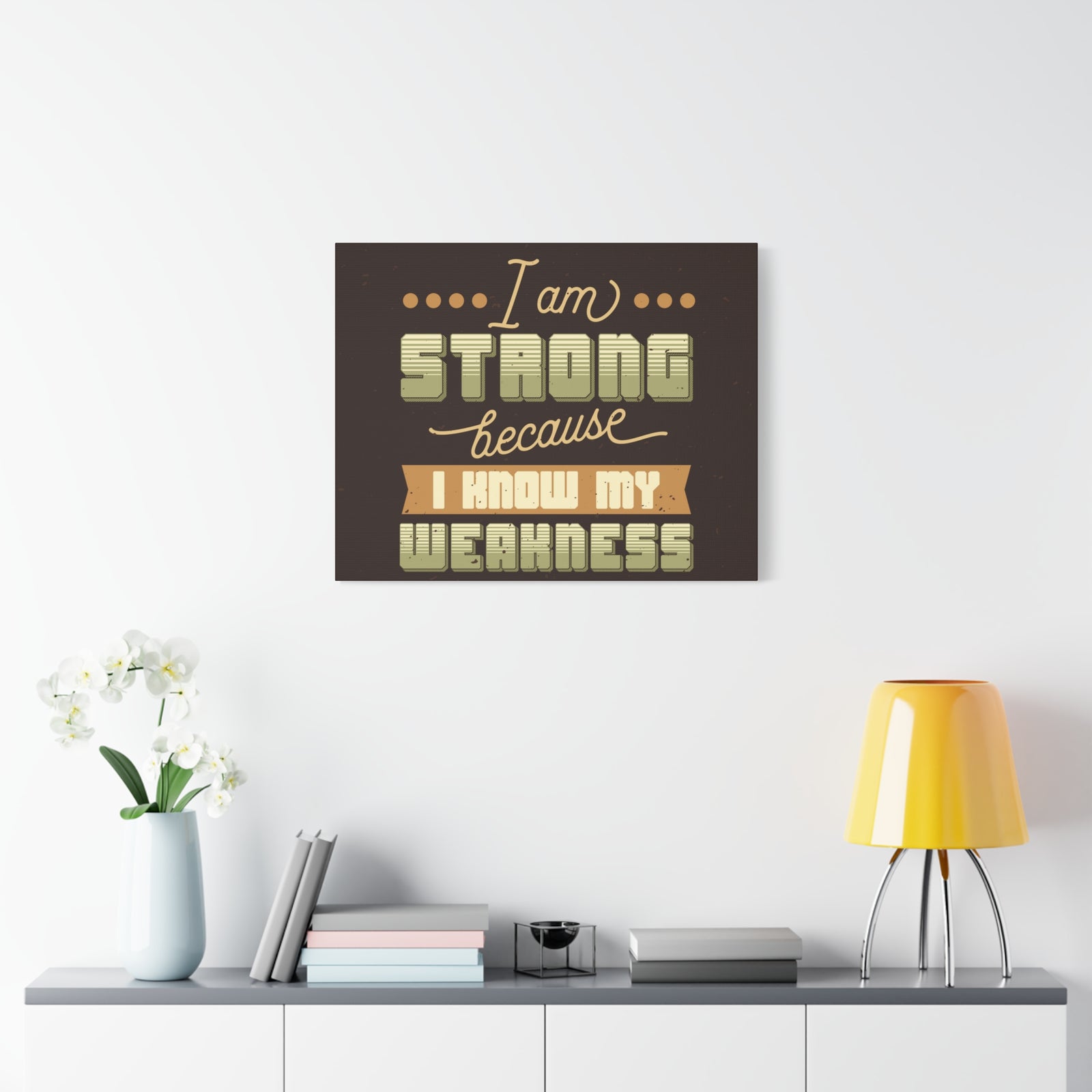 Inspirational Quote Canvas I Am Strong Wall Art Motivational Motto Inspiring Prints Artwork Decor Ready to Hang-Express Your Love Gifts