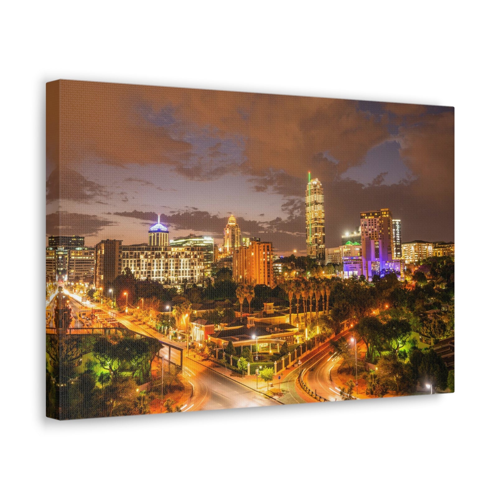 Johannesburg Night Skyline Canvas Artwork High-Quality Breathtaking Stunning Cityscape for Home Decor Ready to Hang-Express Your Love Gifts
