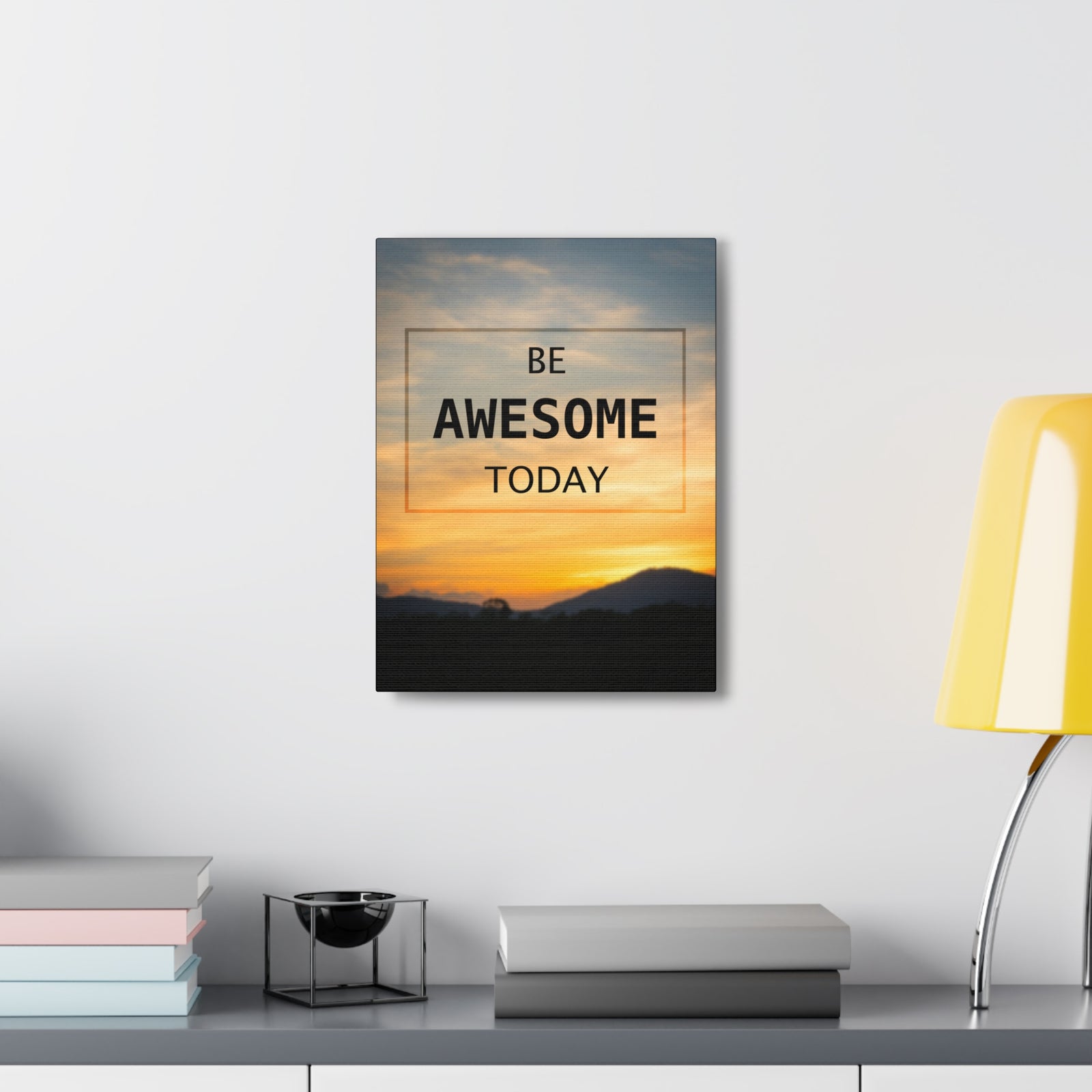 Inspirational Quote Canvas Be Awesome Today Motivational Print Ready to Hang Artwork-Express Your Love Gifts