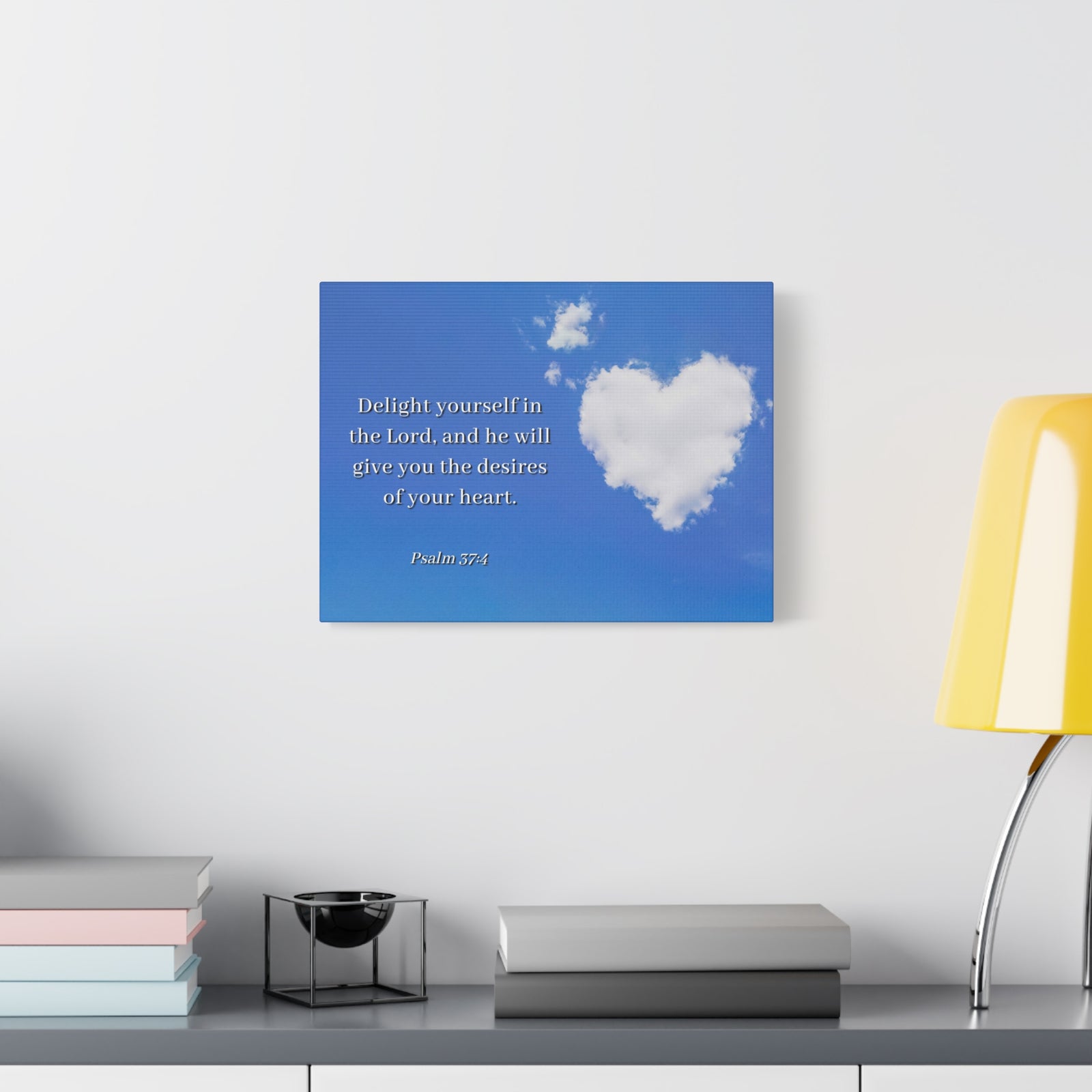 Scripture Canvas Desires Of Heart Psalms 37:4 Christian Wall Art Bible Verse Print Ready to Hang-Express Your Love Gifts