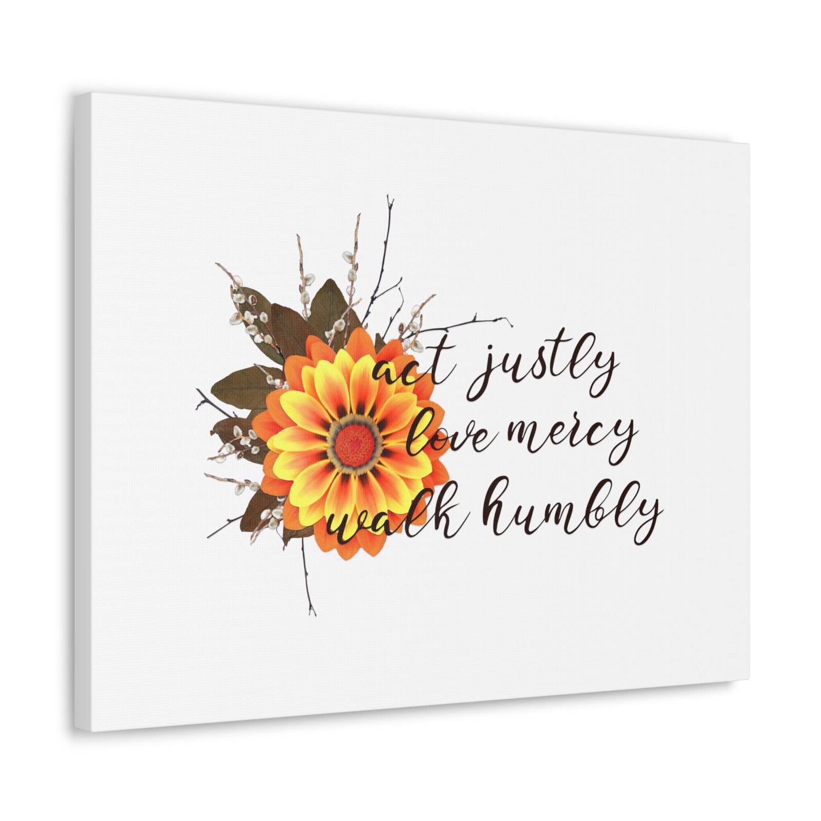 Scripture Walls Micah 6:8 Act Justly Sunflower Bible Verse Canvas Christian Wall Art Ready to Hang Unframed-Express Your Love Gifts