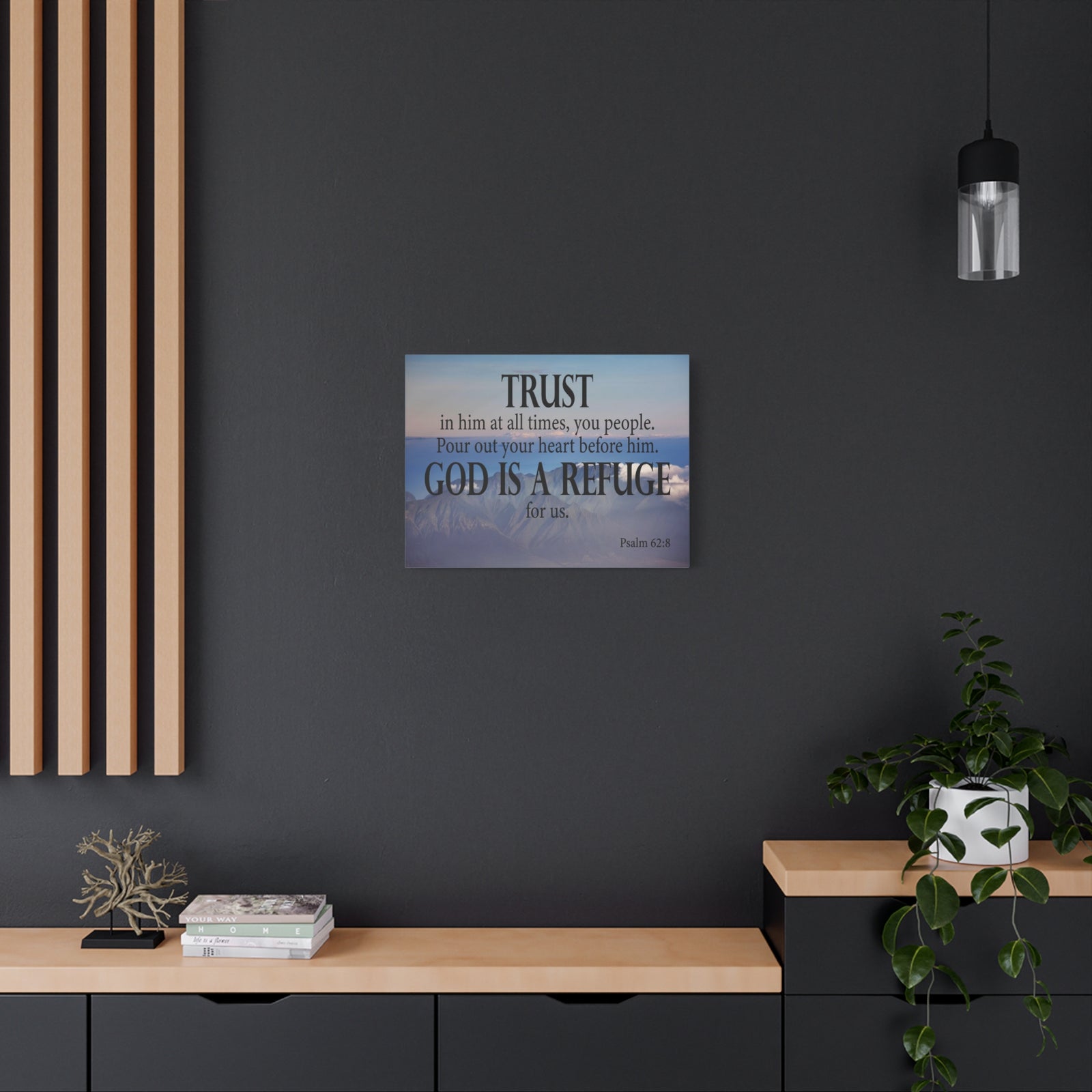 Bible Verse Canvas God is Refuge for Us Psalm 62:8 Wall Art Christian Home Decor-Express Your Love Gifts