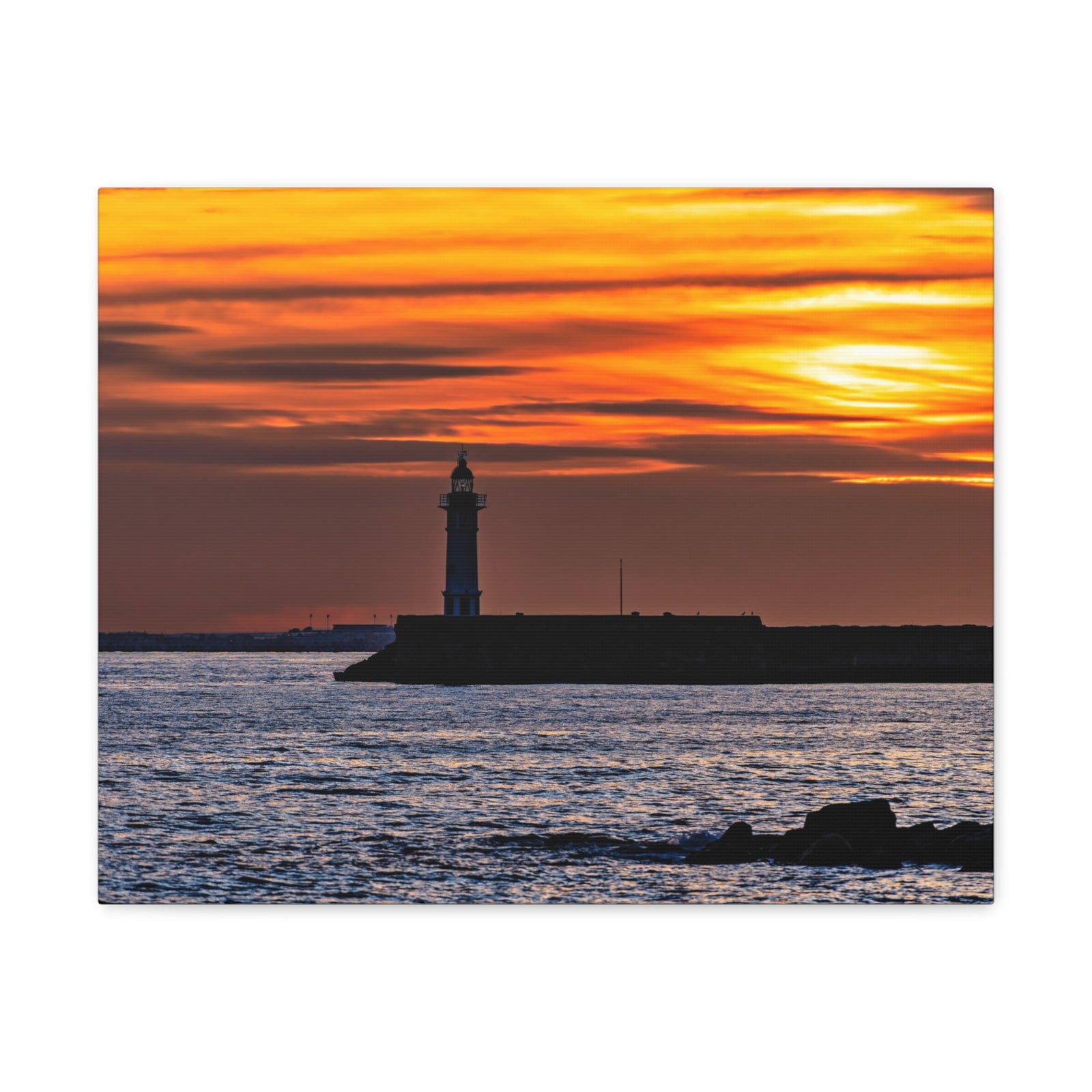 Sunset with Lighthouse Forest Floral Nature Photography Canvas Wall Art for Home Decor Ready-to-Hang-Express Your Love Gifts