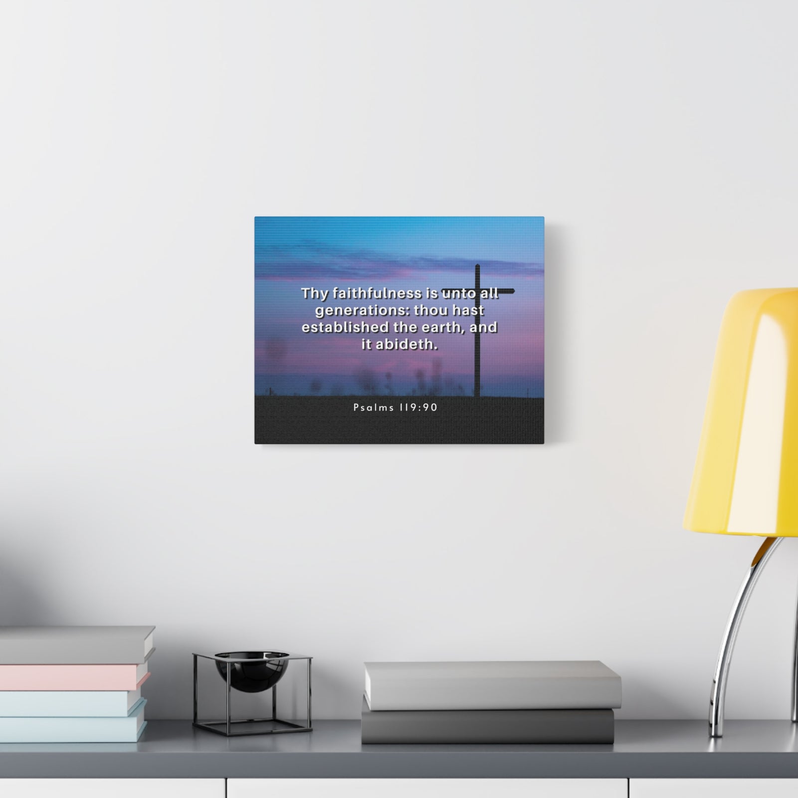 Scripture Canvas Thy Faithfulness Psalm 119:90 Christian Wall Art Bible Verse Print Ready to Hang-Express Your Love Gifts