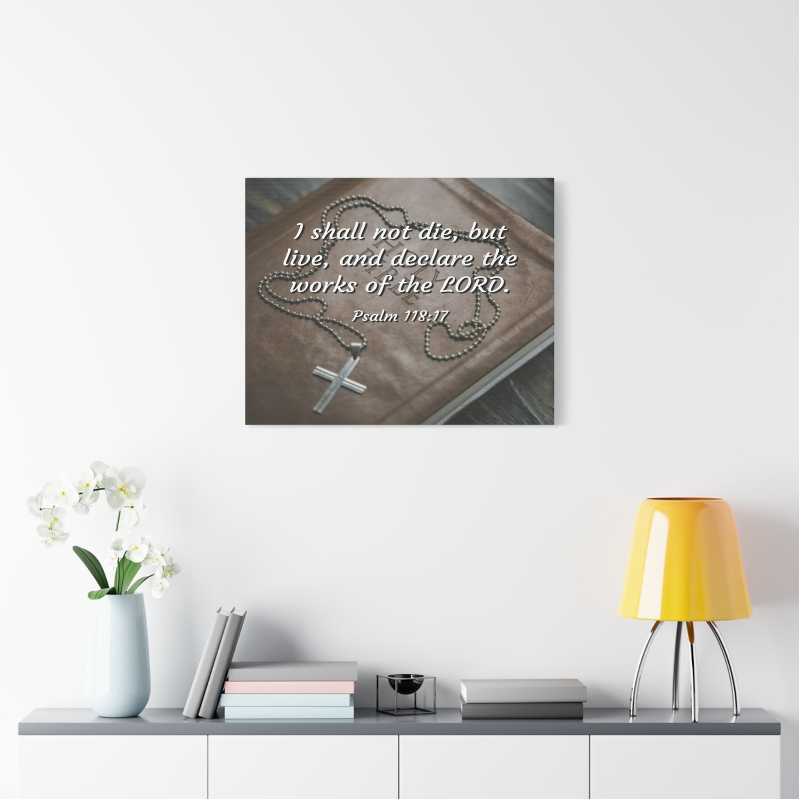 Scripture Canvas Declare The Works Psalm 118:17 Christian Wall Art Bible Verse Print Ready to Hang-Express Your Love Gifts
