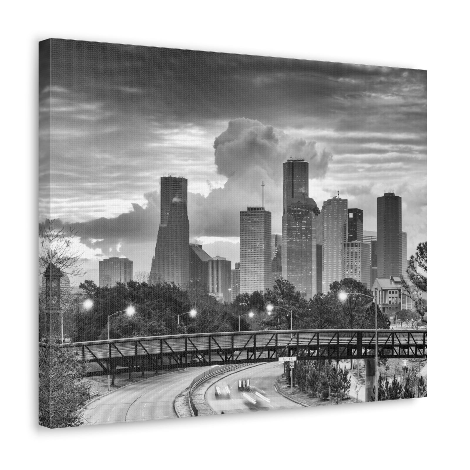 Houston Black And White Skyline Canvas Artwork High-Quality Breathtaking Stunning Cityscape for Home Decor Ready to Hang-Express Your Love Gifts