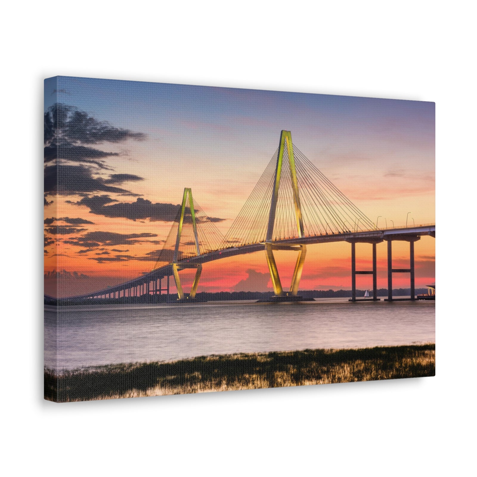 Jr Cooper River Bridge Charleston South Carolina Nature Wilderness Photography Canvas Wall Art for Home Decor Ready-to-Hang-Express Your Love Gifts