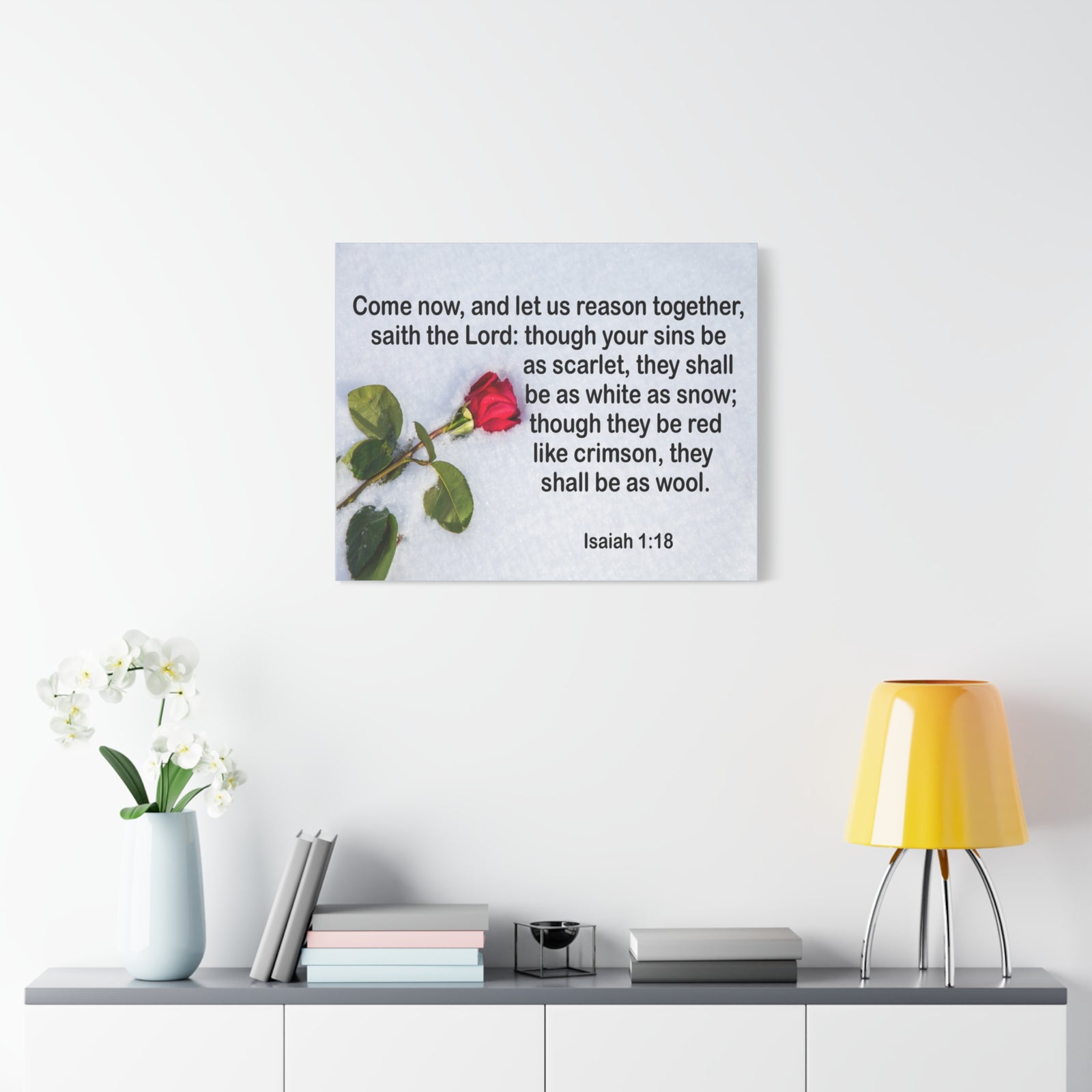 Bible Verse Canvas Come Now Isaiah 1:18 Christian Home Décor Wall Art Scripture Ready to Hang Faith Print-Express Your Love Gifts