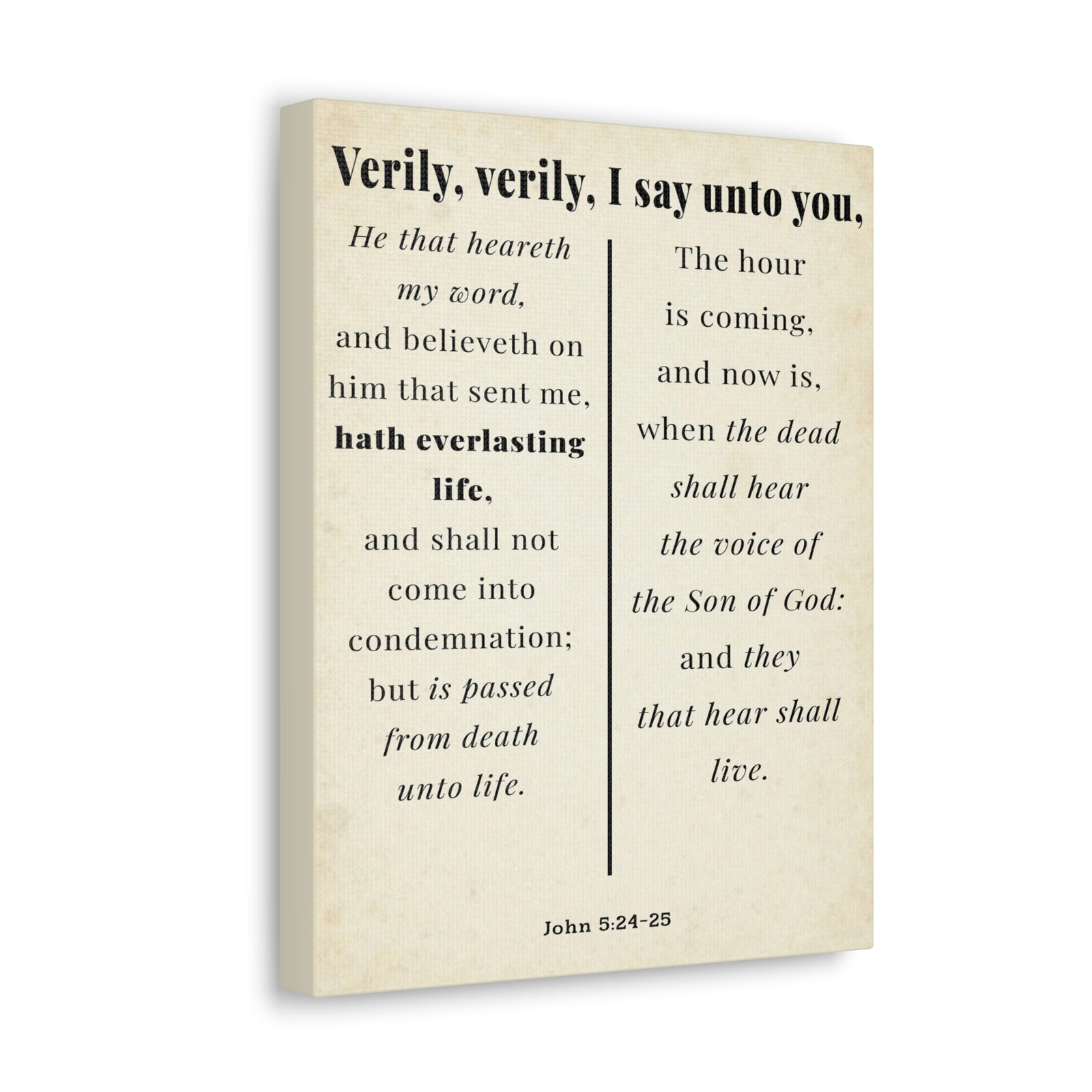 Scripture Walls John 5:24-25 Regeneration and Eternal Life Bible Verse Canvas Christian Wall Art Ready to Hang Unframed-Express Your Love Gifts