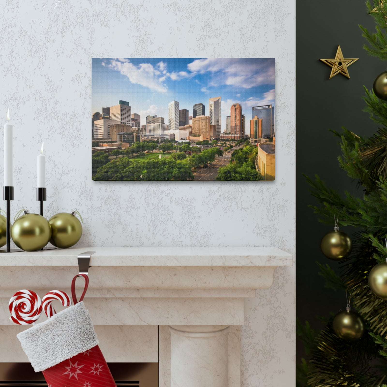 Houston Daytime Skyline Canvas Artwork High-Quality Breathtaking Stunning Cityscape for Home Decor Ready to Hang-Express Your Love Gifts