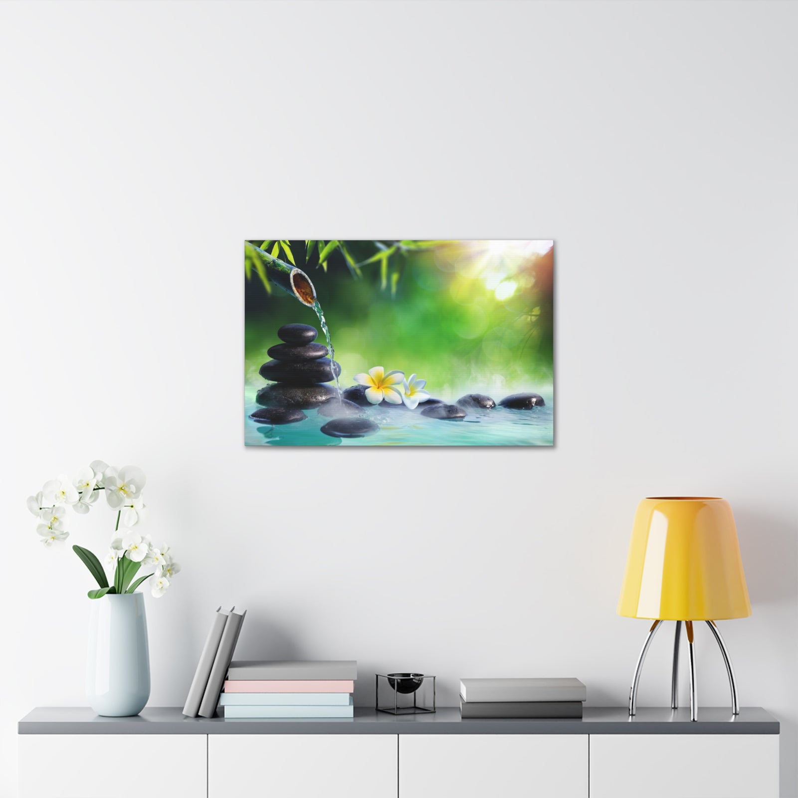 Plumeria Flowers in Fountain Forest Floral Nature Photography Canvas Wall Art for Home Decor Ready-to-Hang-Express Your Love Gifts
