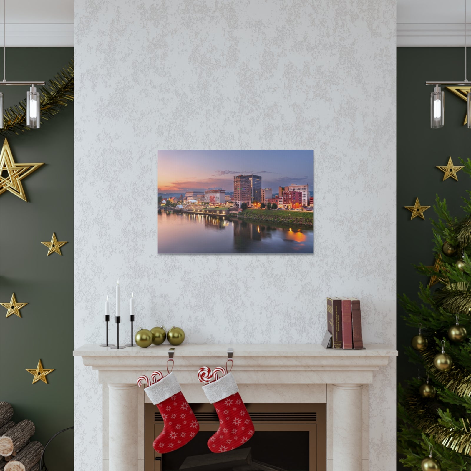 Charleston Night Skyline Canvas Artwork High-Quality Breathtaking Stunning Cityscape for Home Decor Ready to Hang-Express Your Love Gifts