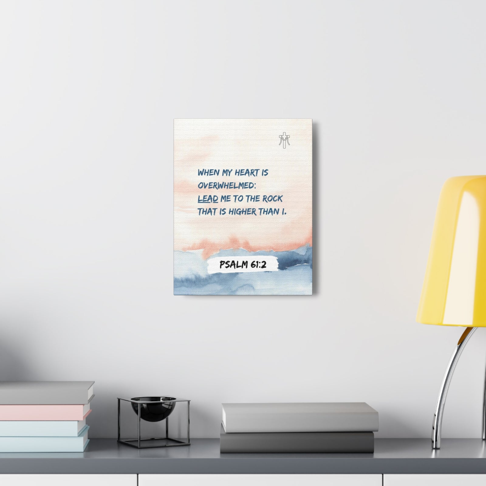 Scripture Walls Psalm 61:2 Lead Me to the Rock Bible Verse Canvas Christian Wall Art Ready to Hang Unframed-Express Your Love Gifts