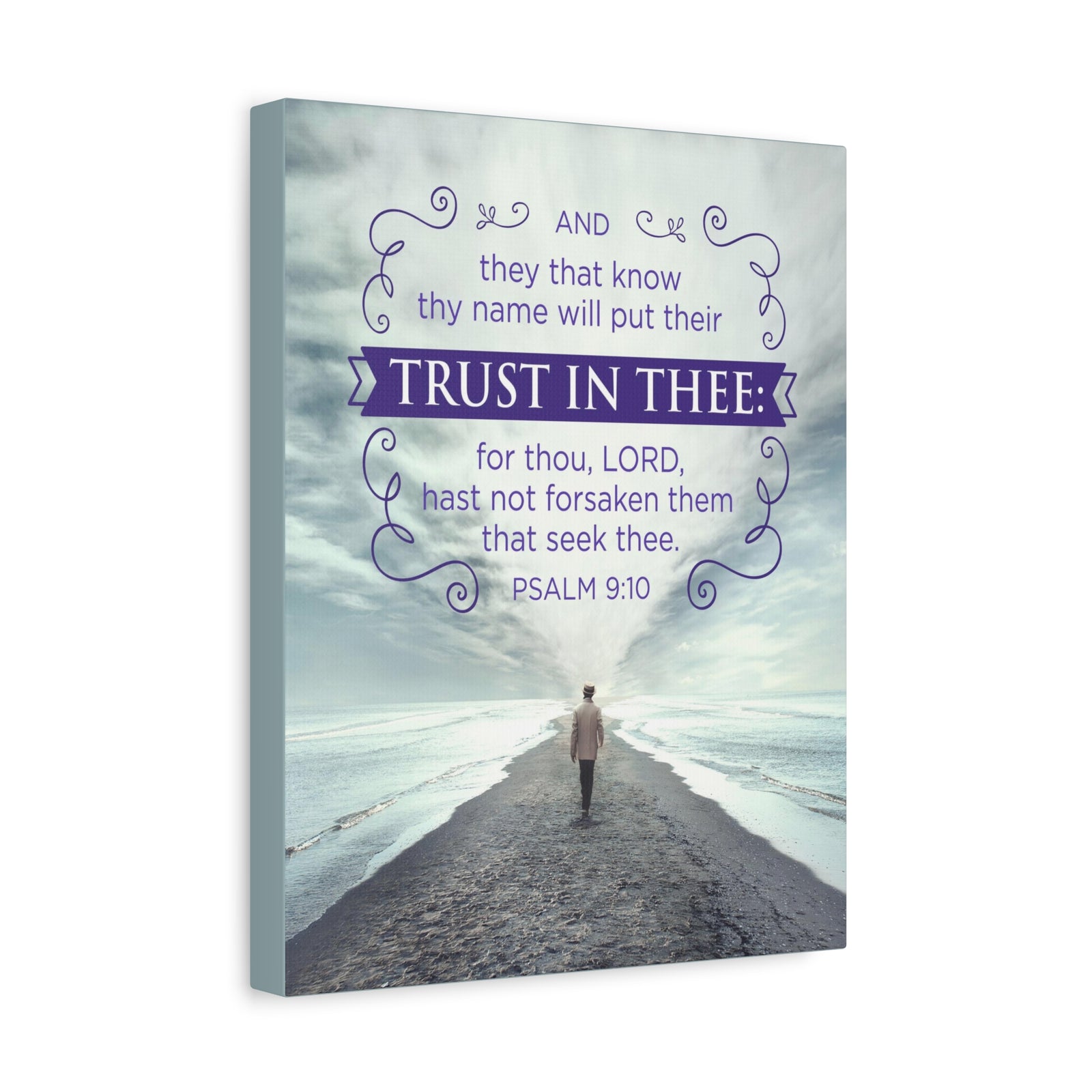 Scripture Canvas Trust In Thee Psalm 9:10 Christian Wall Art Bible Verse Print Ready to Hang-Express Your Love Gifts