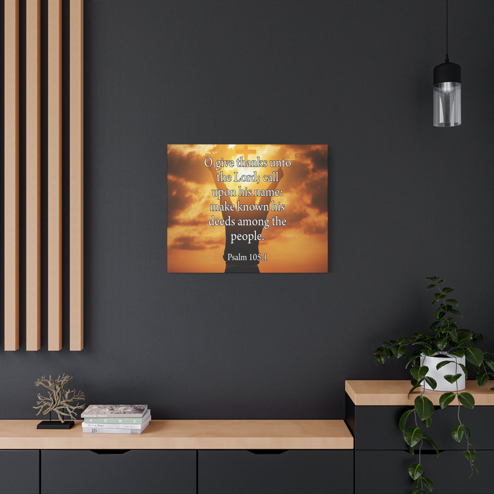 Bible Verse Canvas Give Thanks Unto the Lord Psalm 105:1Christian Home Decor Scripture Art-Express Your Love Gifts
