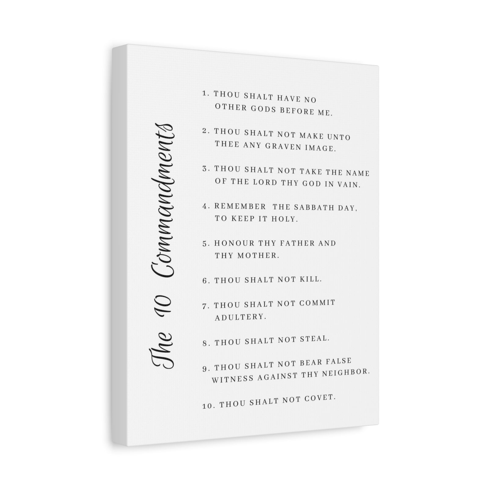 Scripture Canvas 10 Commandments White Side Christian Wall Art Print Ready to Hang-Express Your Love Gifts