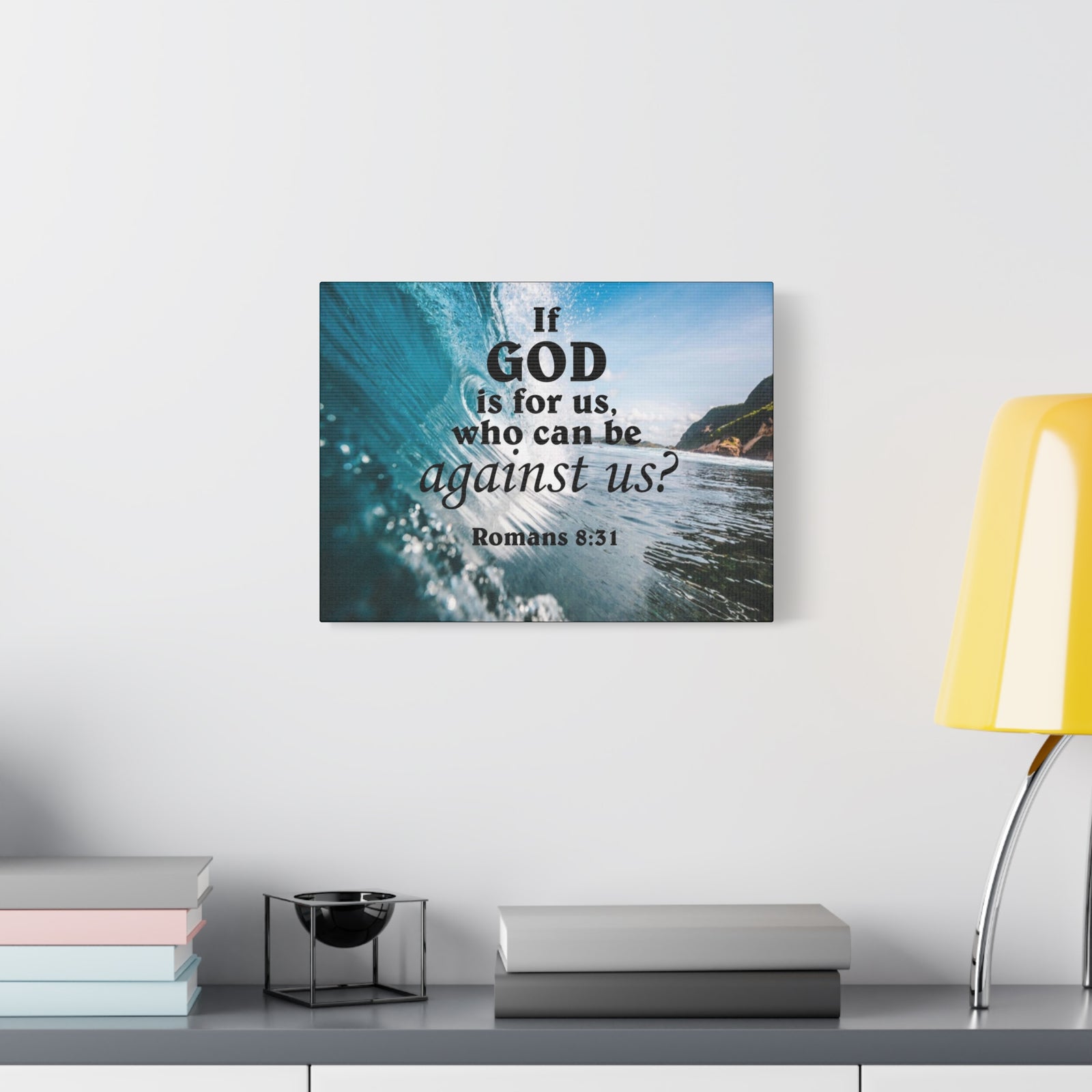 Scripture Canvas Fearless Romans 8:31Christian Wall Art Bible Verse Print Ready to Hang-Express Your Love Gifts