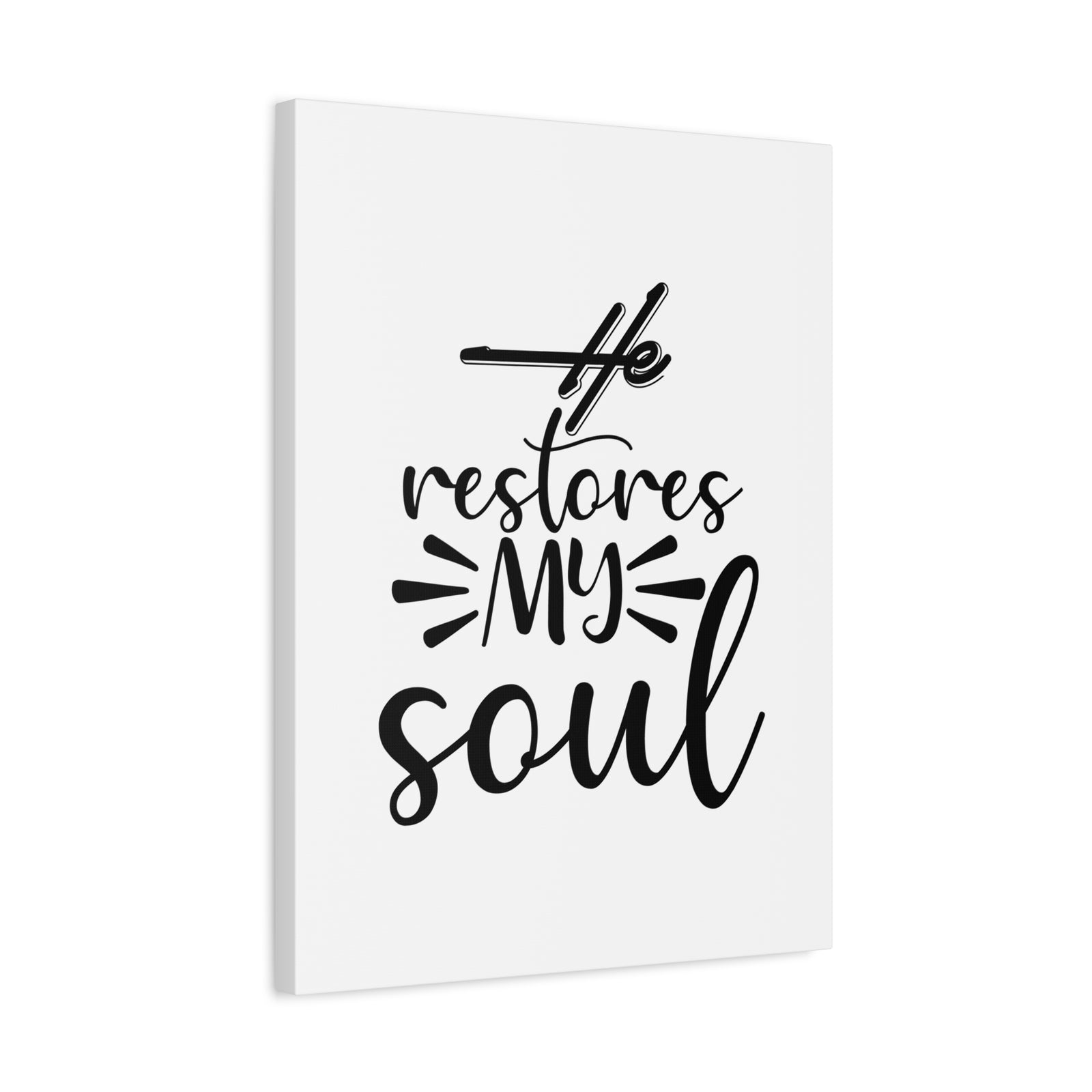 Scripture Canvas He Restores My Soul Psalm 23:3 Christian Wall Art Bible Verse Print Ready to Hang-Express Your Love Gifts