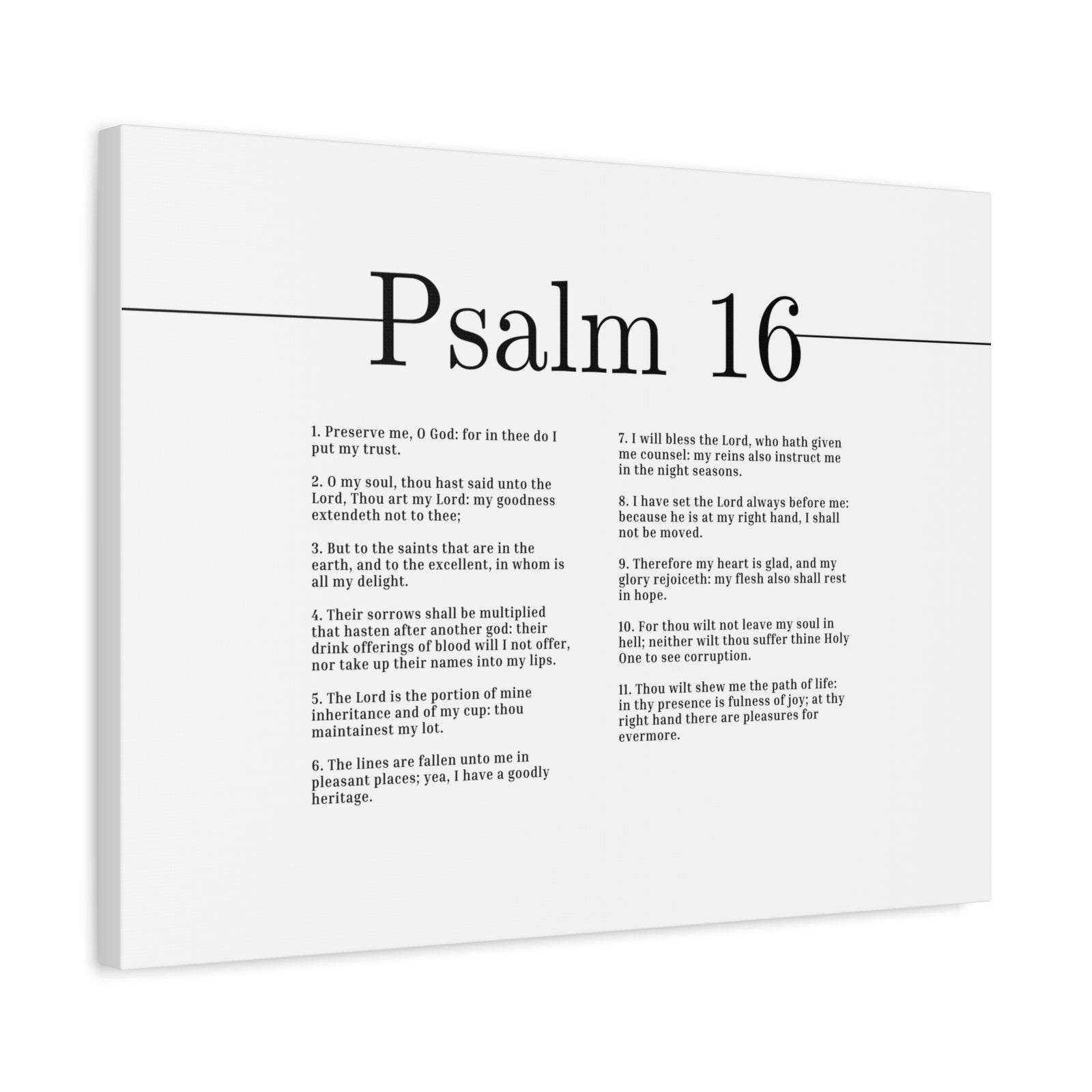 Scripture Canvas Therefore My Heart Is Glad Psalm 16 Christian Wall Art Bible Verse Print Ready to Hang-Express Your Love Gifts