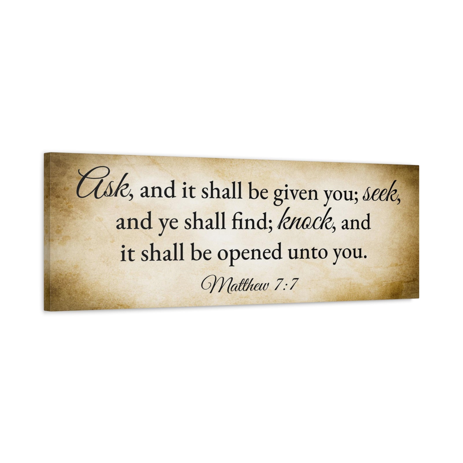 Scripture Walls Matthew 7:7 Gold Bible Verse Canvas Christian Wall Art Ready to Hang Unframed-Express Your Love Gifts