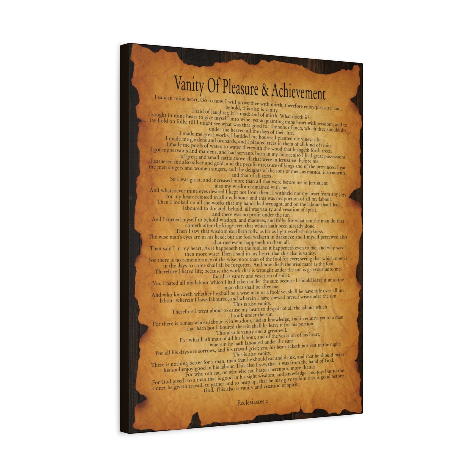 Scripture Walls Vanity Of Pleasure & Achievement Ecclesiastes 2 Gold Brown Bible Verse Canvas Christian Wall Art Ready to Hang-Express Your Love Gifts