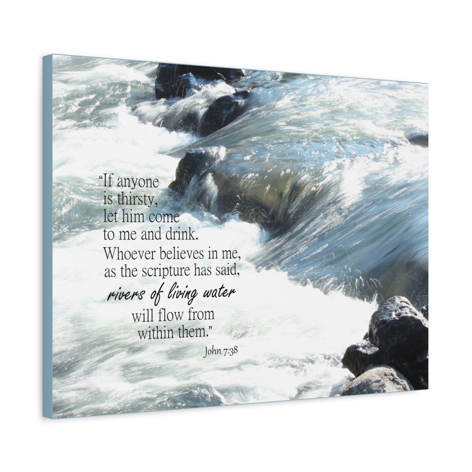 Scripture Canvas Rivers Of Living Water John 7:38 Christian Wall Art Bible Verse Print Ready to Hang-Express Your Love Gifts