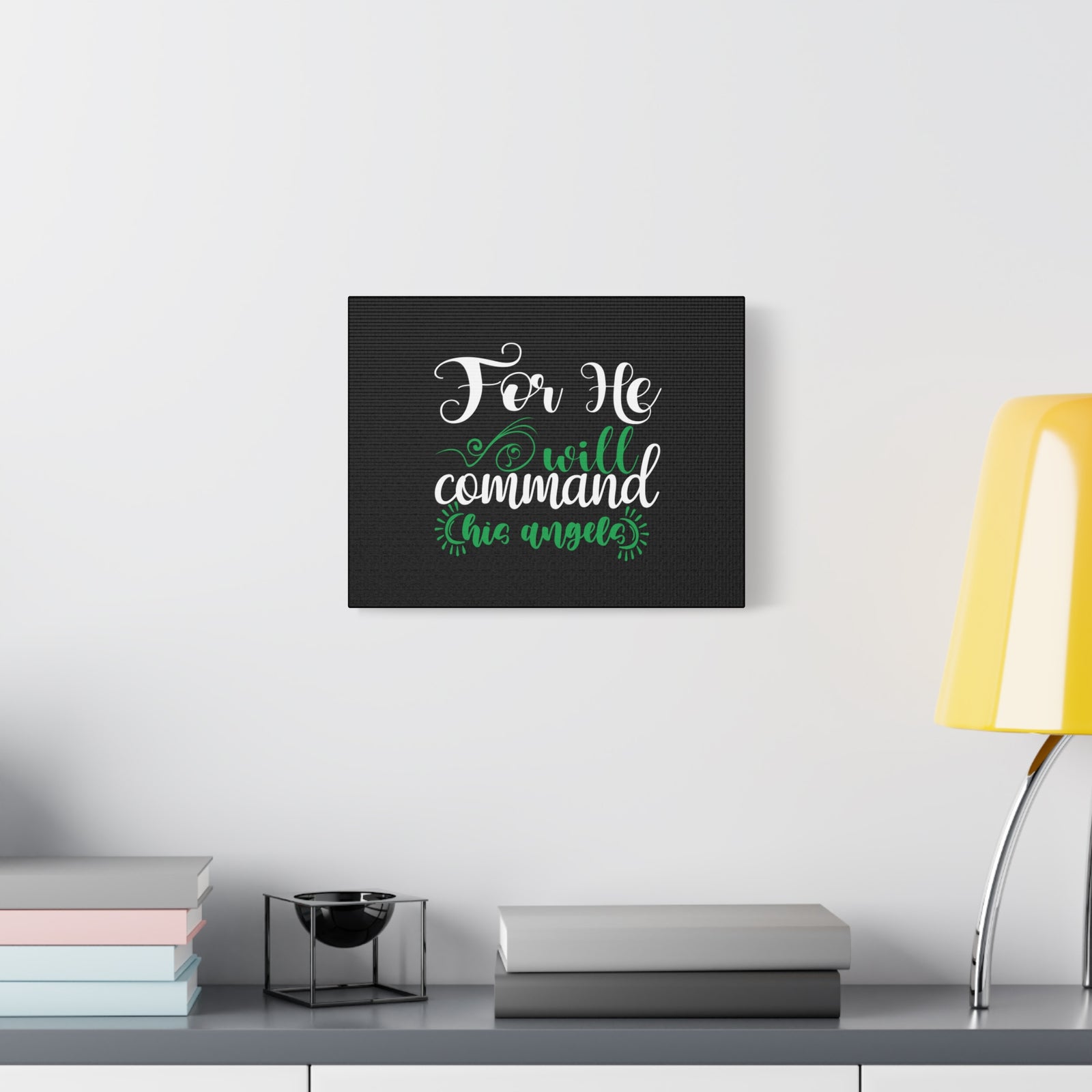 Scripture Canvas For He Will Command His Angels Psalm 91:11 Christian Wall Art Bible Verse Print Ready to Hang-Express Your Love Gifts