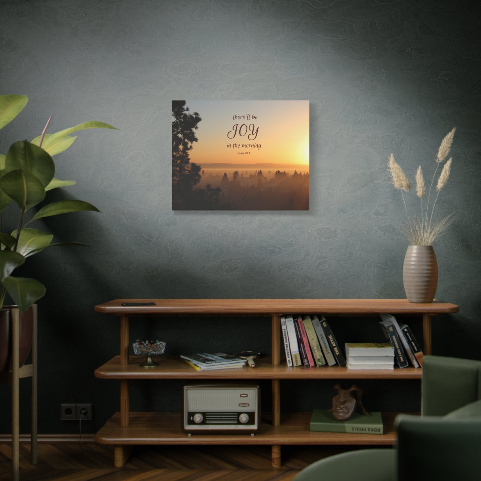 Scripture Canvas Morning Psalm 91:1 Christian Wall Art Bible Verse Print Ready to Hang-Express Your Love Gifts