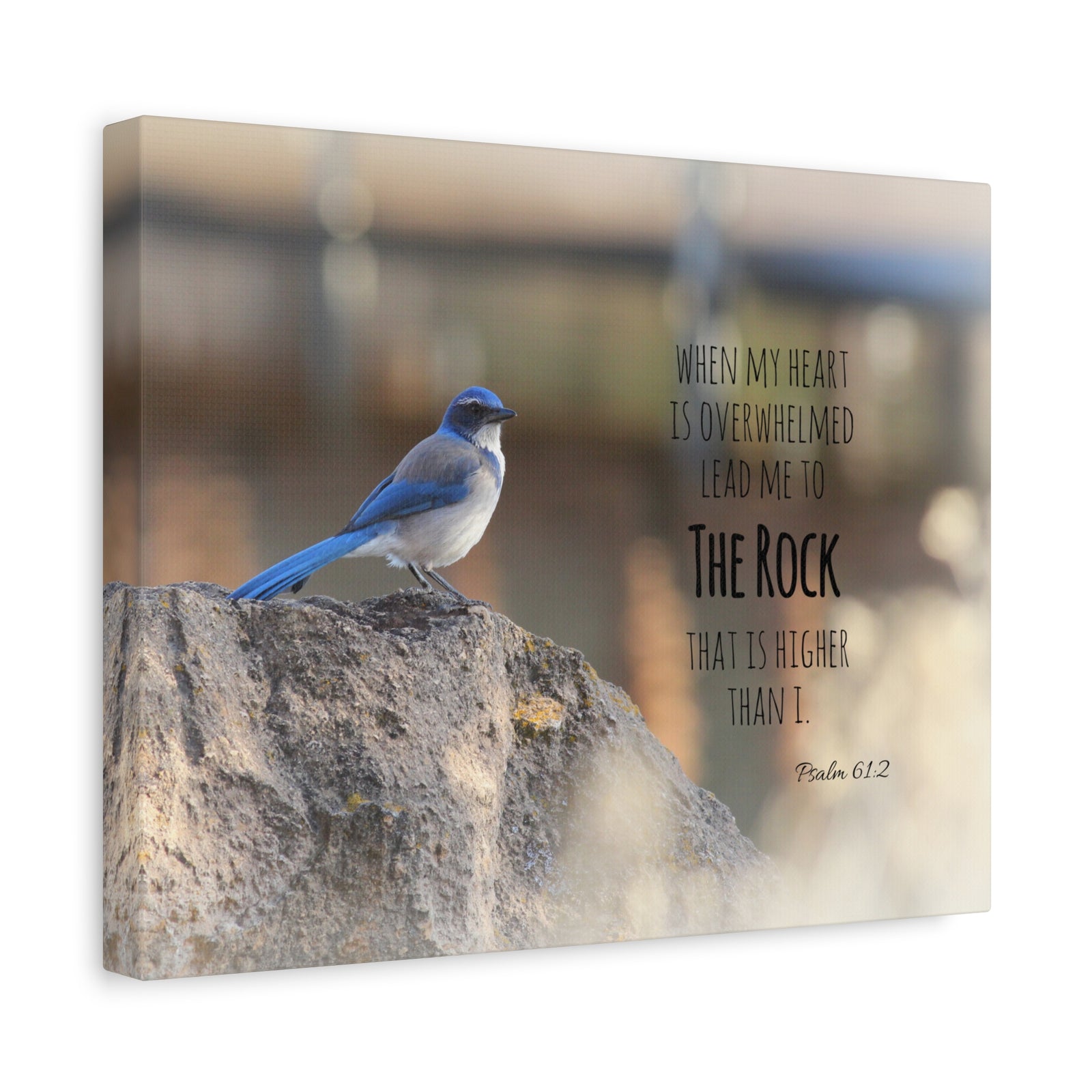 Scripture Canvas Higher Than I Psalm 61:2 Christian Wall Art Bible Verse Print Ready to Hang-Express Your Love Gifts