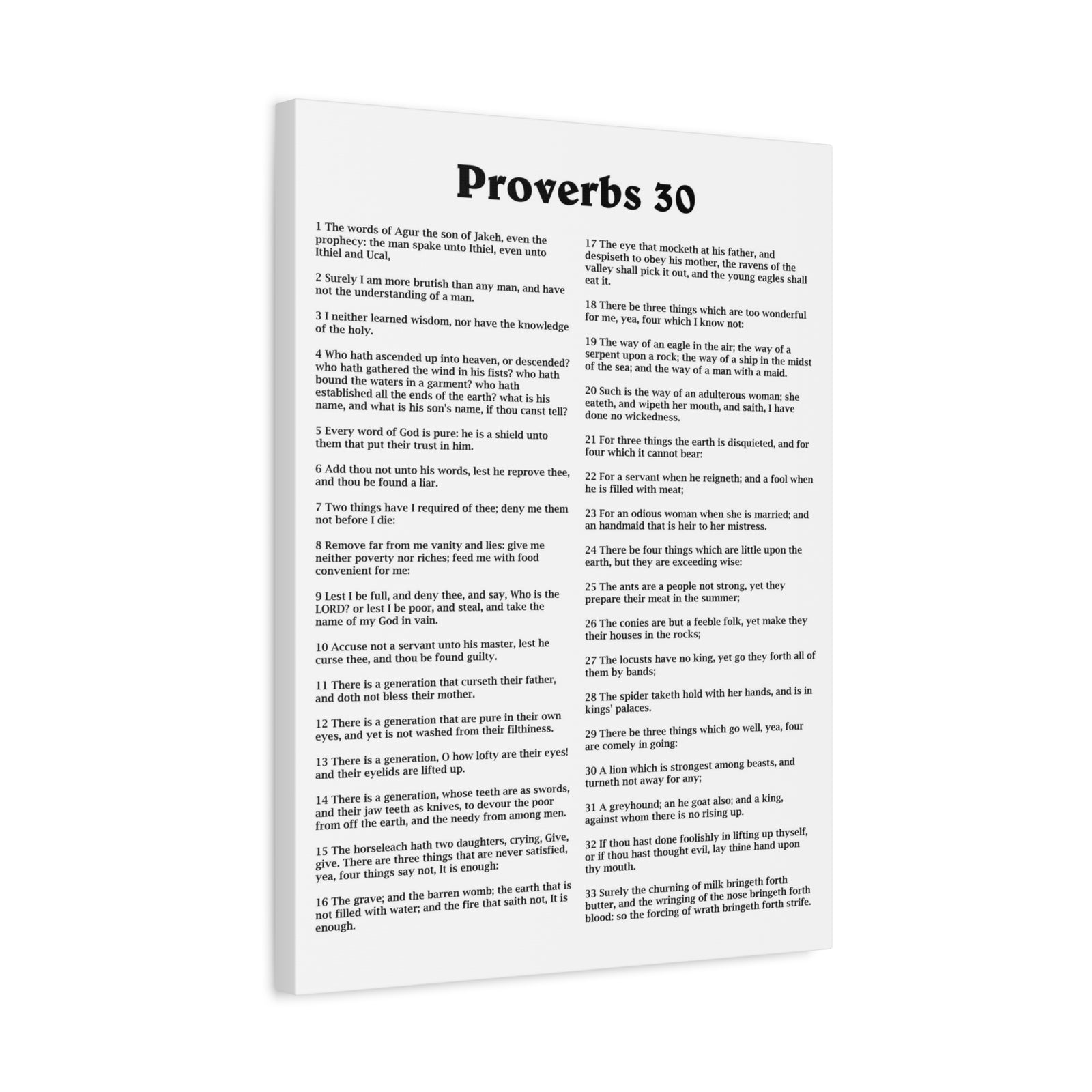 Scripture Walls Proverbs Chapter 30 White Bible Canvas Christian Wall Art Ready to Hang Unframed-Express Your Love Gifts