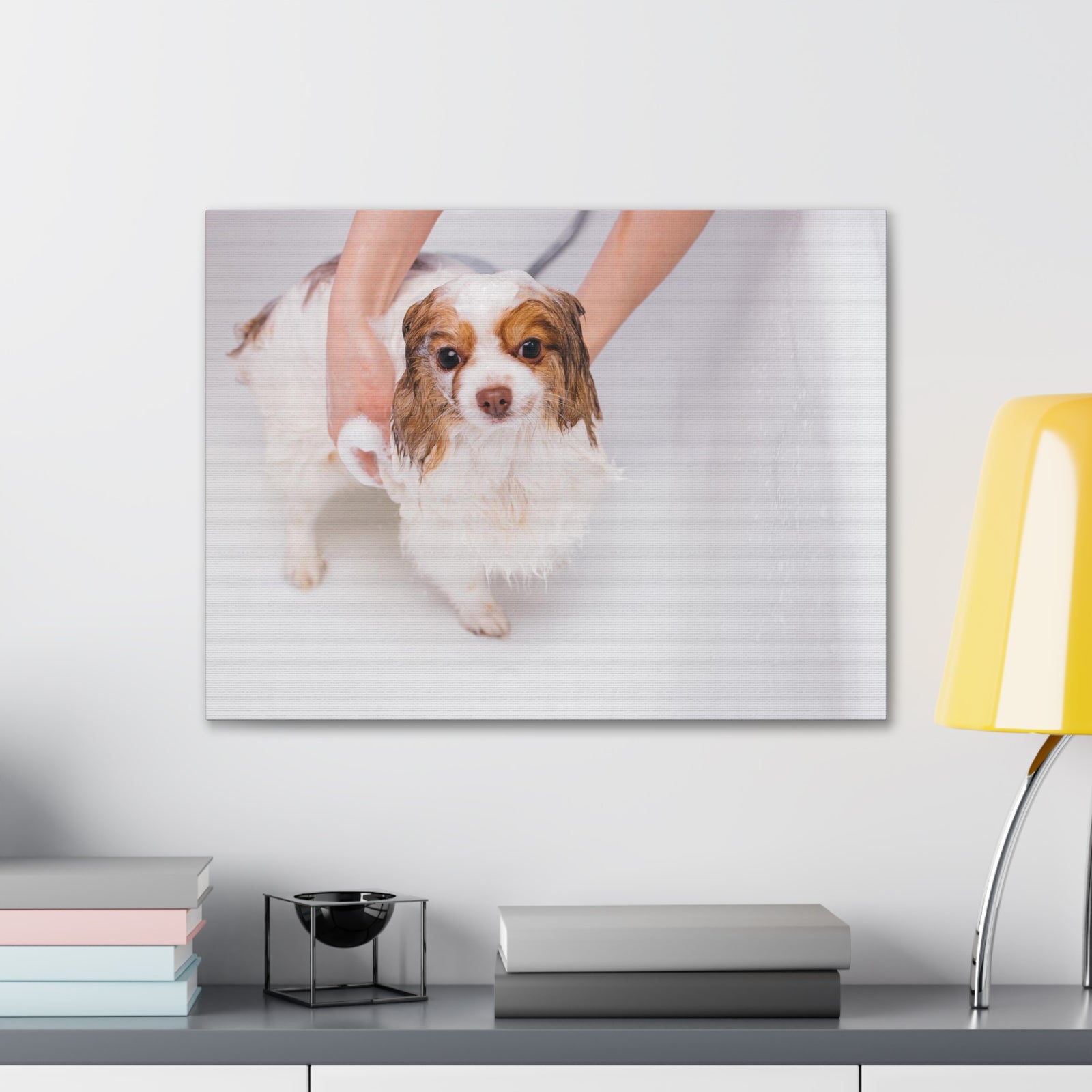 Cute Cavalier King Charles Spaniel Bath Canvas Wall Art for Home Decor Ready-to-Hang-Express Your Love Gifts