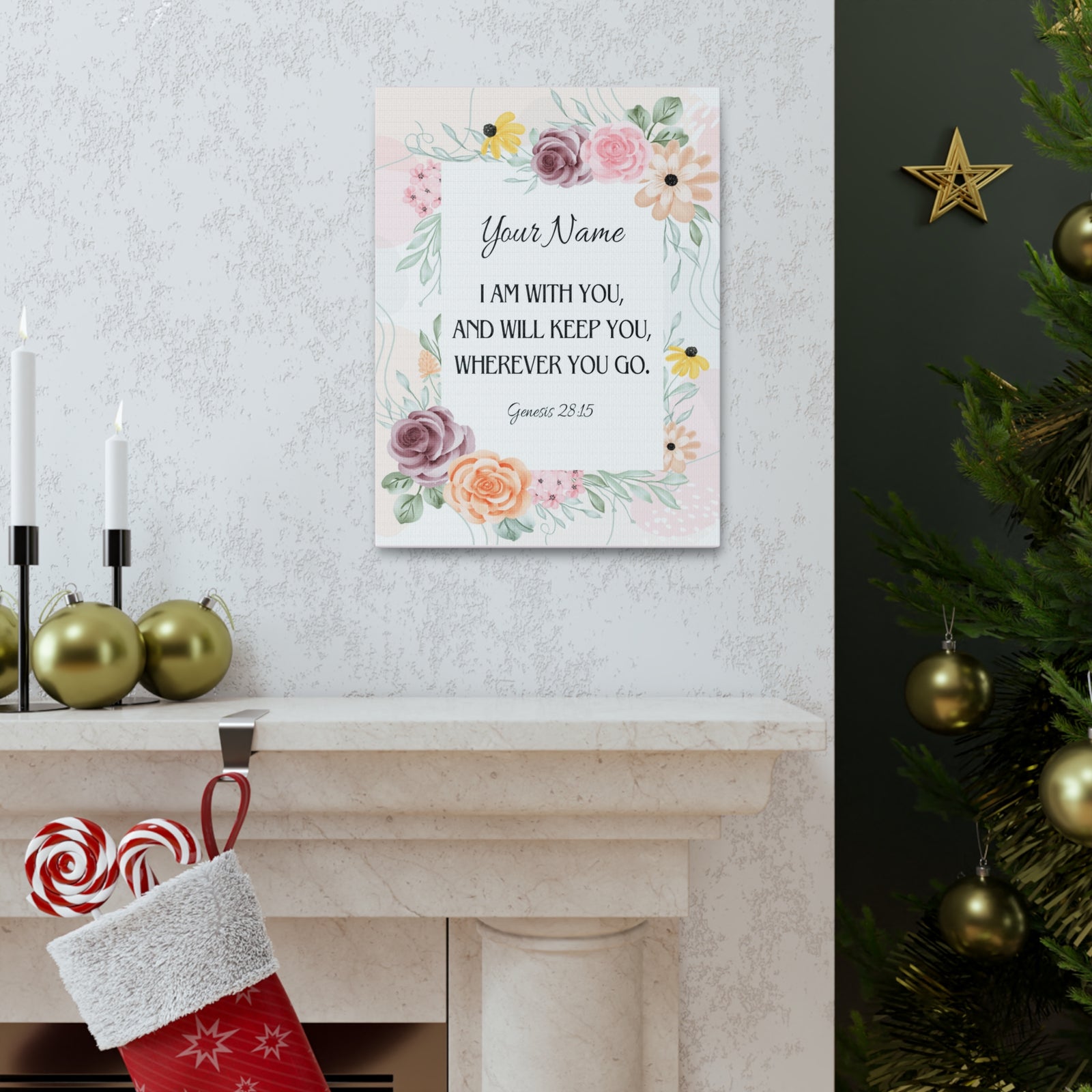 Scripture Walls Personalized Genesis 28:15 I Am With You Bible Chapter Canvas Christian Wall Art Ready to Hang-Express Your Love Gifts