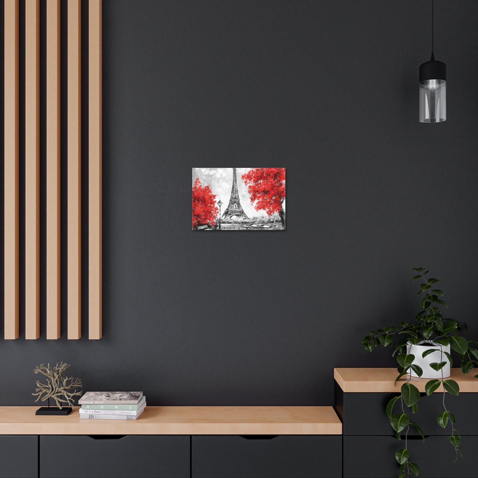 Paris Red Tree Eiffel Tower France Canvas Artwork High-Quality Breathtaking French City for Home Decor Ready to Hang-Express Your Love Gifts