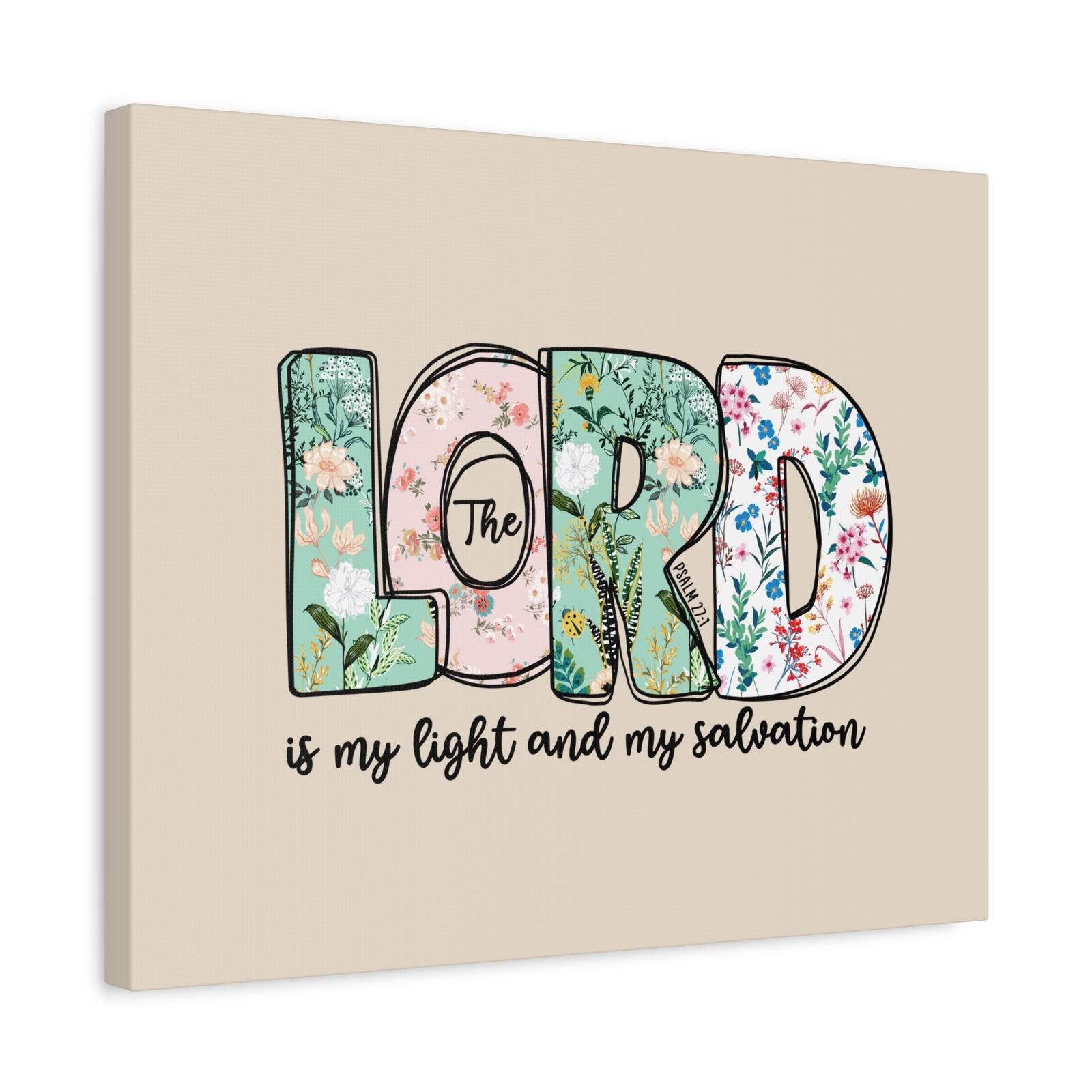 Scripture Walls Light And My Salvation Floral Psalm 27:1 Bible Verse Canvas Christian Wall Art Ready to Hang-Express Your Love Gifts