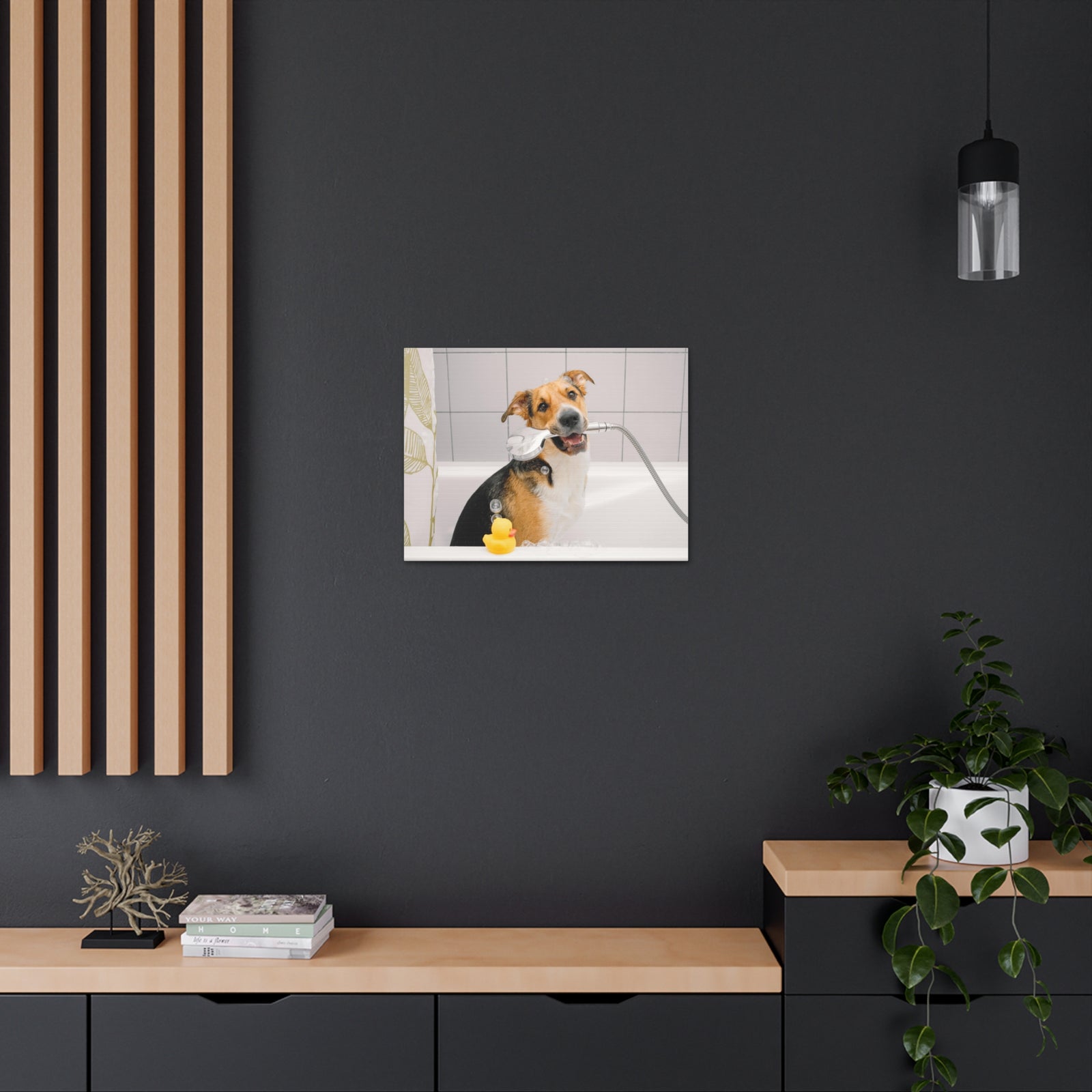 Cute Mongrel Bath Canvas Wall Art for Home Decor Ready-to-Hang-Express Your Love Gifts