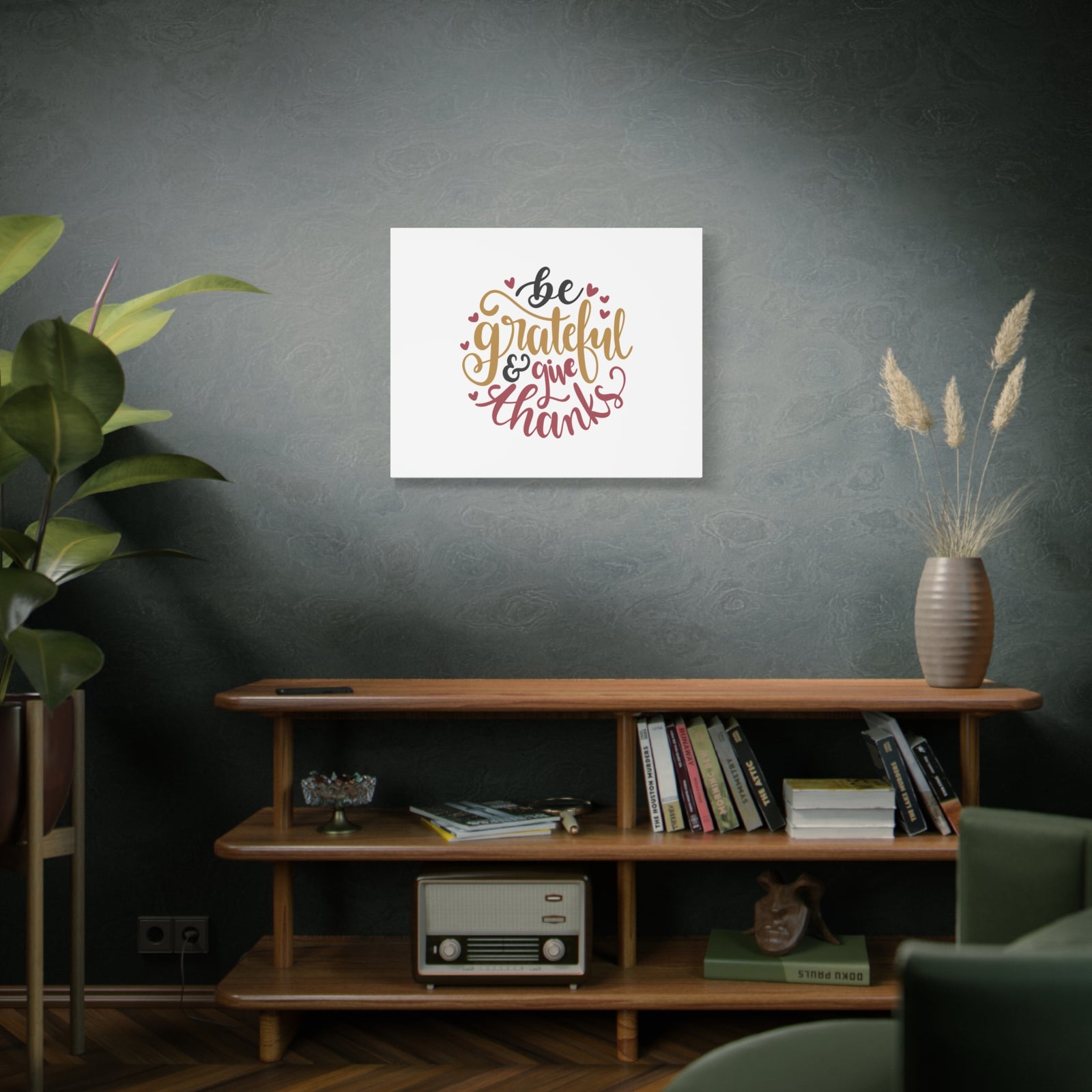 Scripture Canvas Be Grateful & Give Thanks Psalm 107:1 Christian Wall Art Bible Verse Print Ready to Hang-Express Your Love Gifts