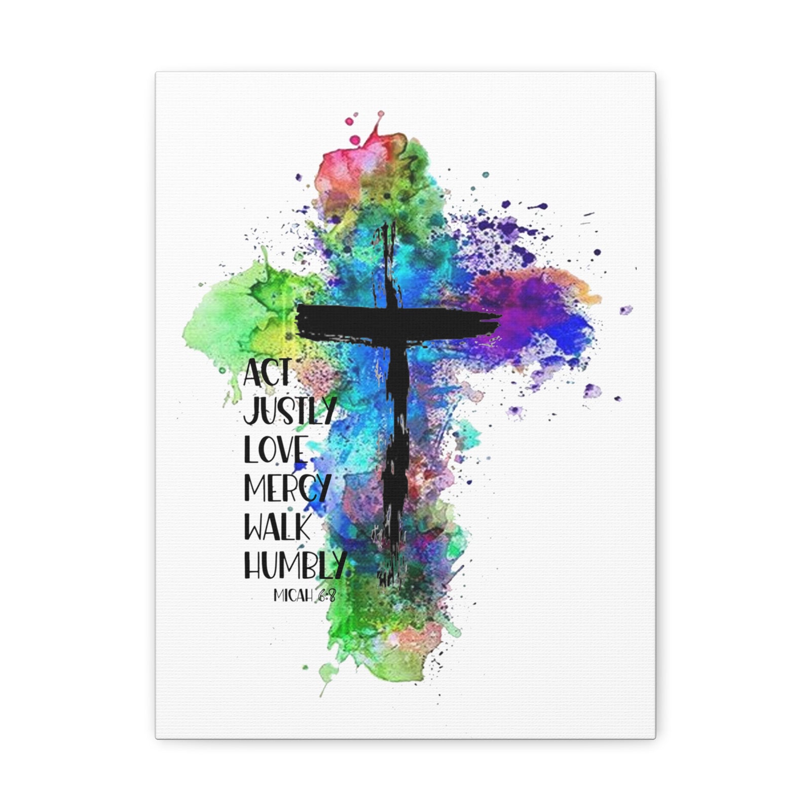 Scripture Walls Micah 6:8 Act Justly Distressed Cross Bible Verse Canvas Christian Wall Art Ready to Hang Unframed-Express Your Love Gifts