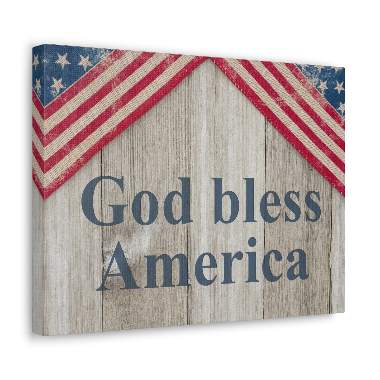 God Bless America Patriotic Message Canvas Wall Art for Home Decor Ready-to-Hang-Express Your Love Gifts