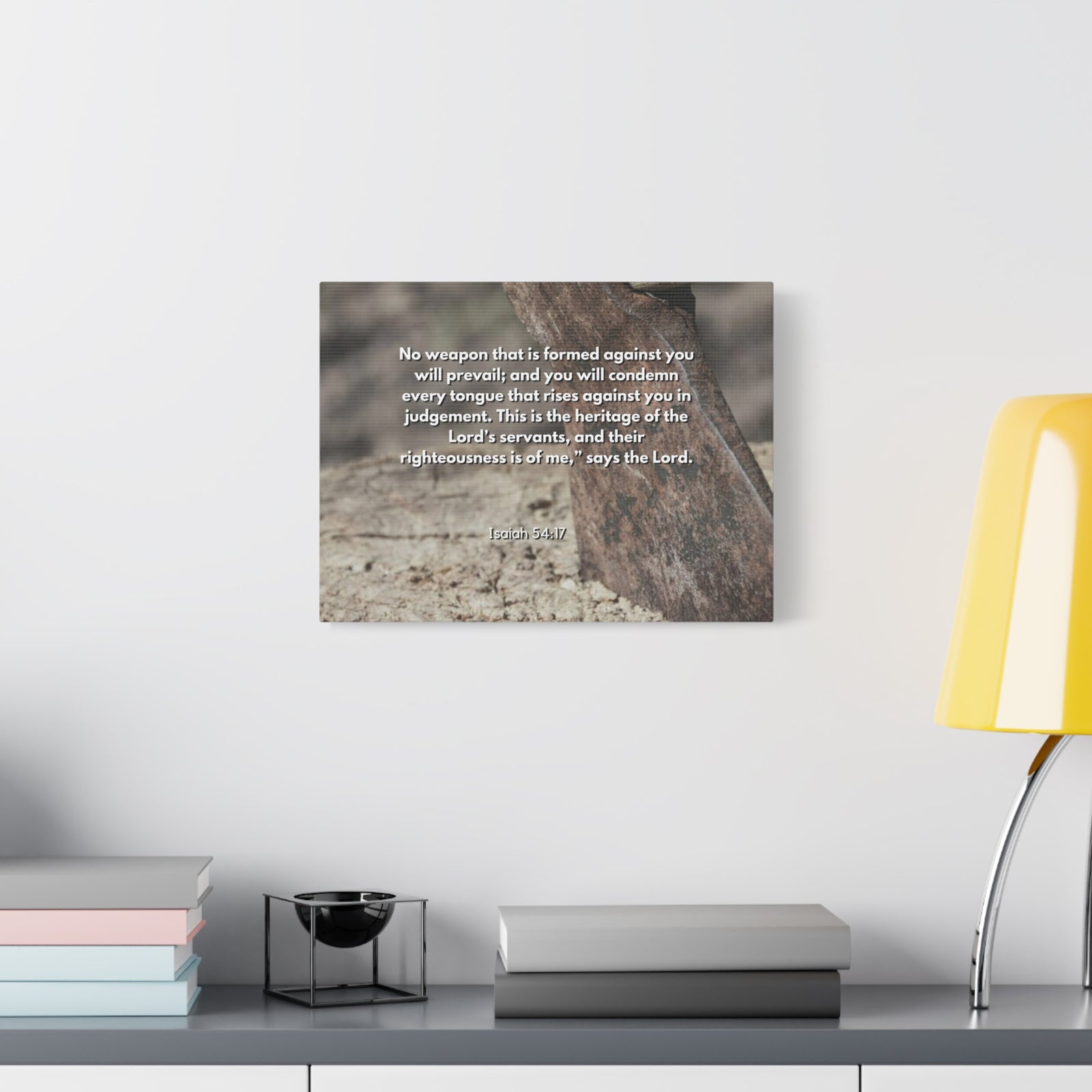 Scripture Canvas No Weapon Formed Isaiah 54:17 Christian Wall Art Bible Verse Print Ready to Hang-Express Your Love Gifts