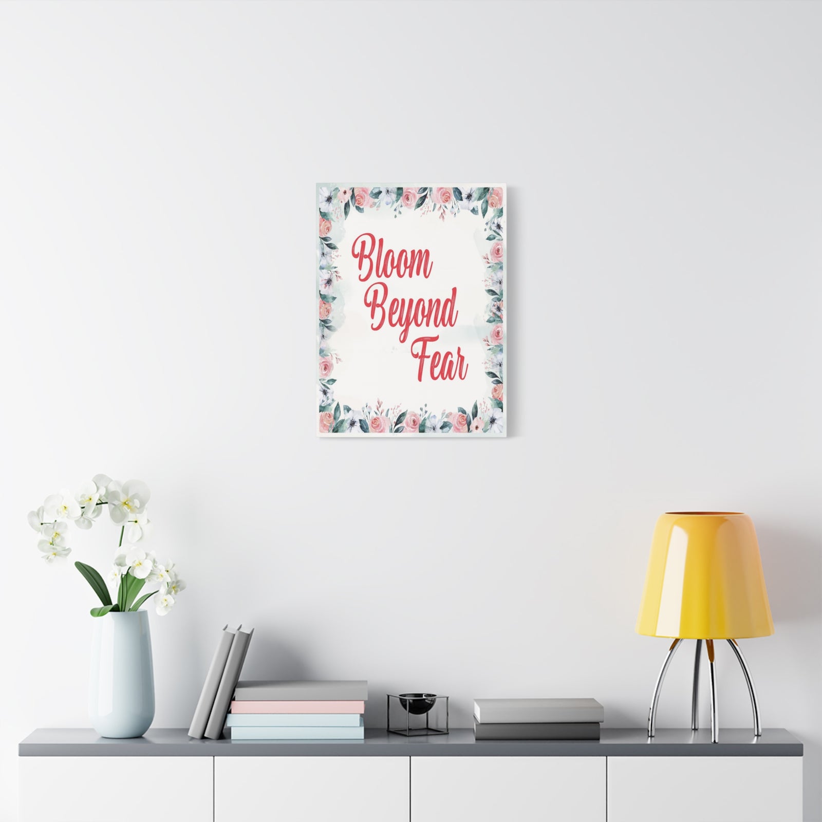 Bloom Beyond Fear Inspirational Motivational Quote Canvas Wall Art for Home Decor Ready-to-Hang-Express Your Love Gifts