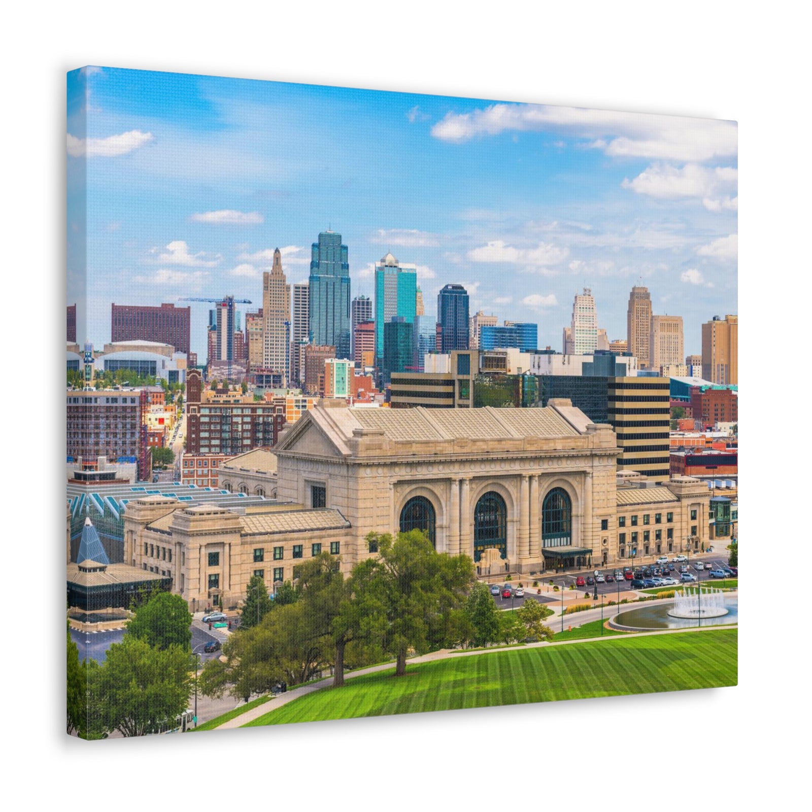 Kansas City Daytime Skyline Canvas Artwork High-Quality Breathtaking Stunning Cityscape for Home Decor Ready to Hang-Express Your Love Gifts