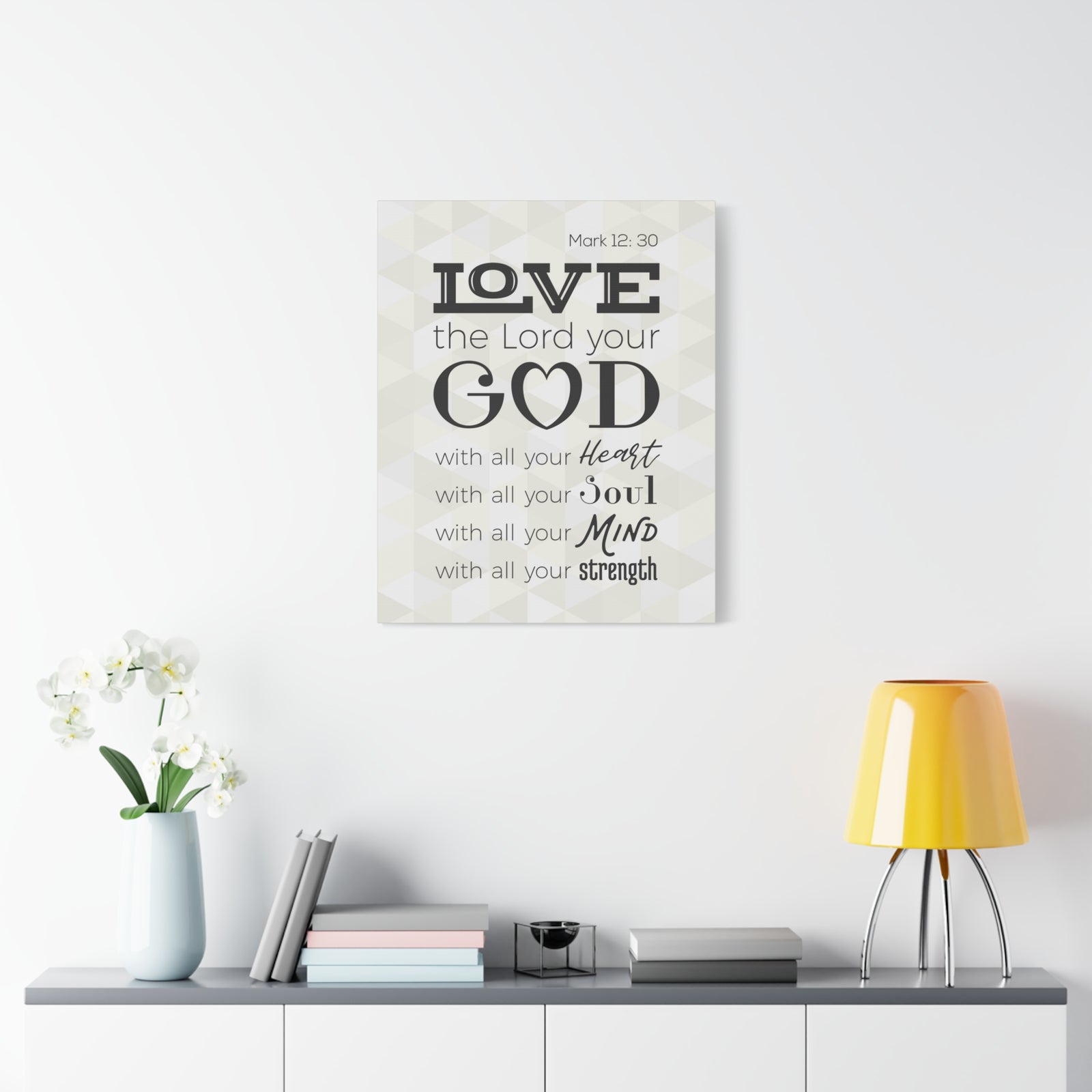 Scripture Canvas Love The Lord Your God Mark 12:30 Christian Wall Art Bible Verse Print Ready To Hang-Express Your Love Gifts